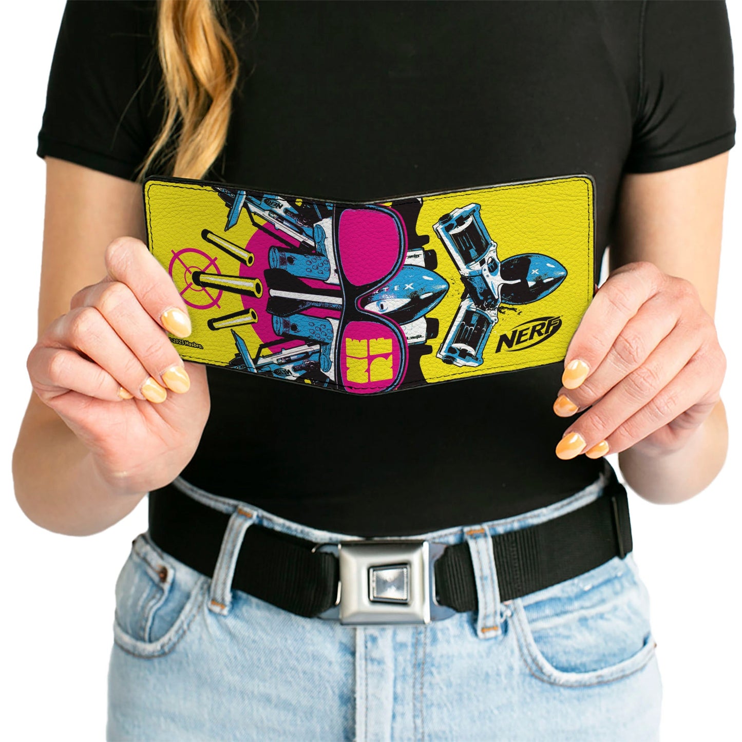 Bi-Fold Wallet - NERF Vortex and Blaster Sunglasses Collage Yellow/Pink/Blue