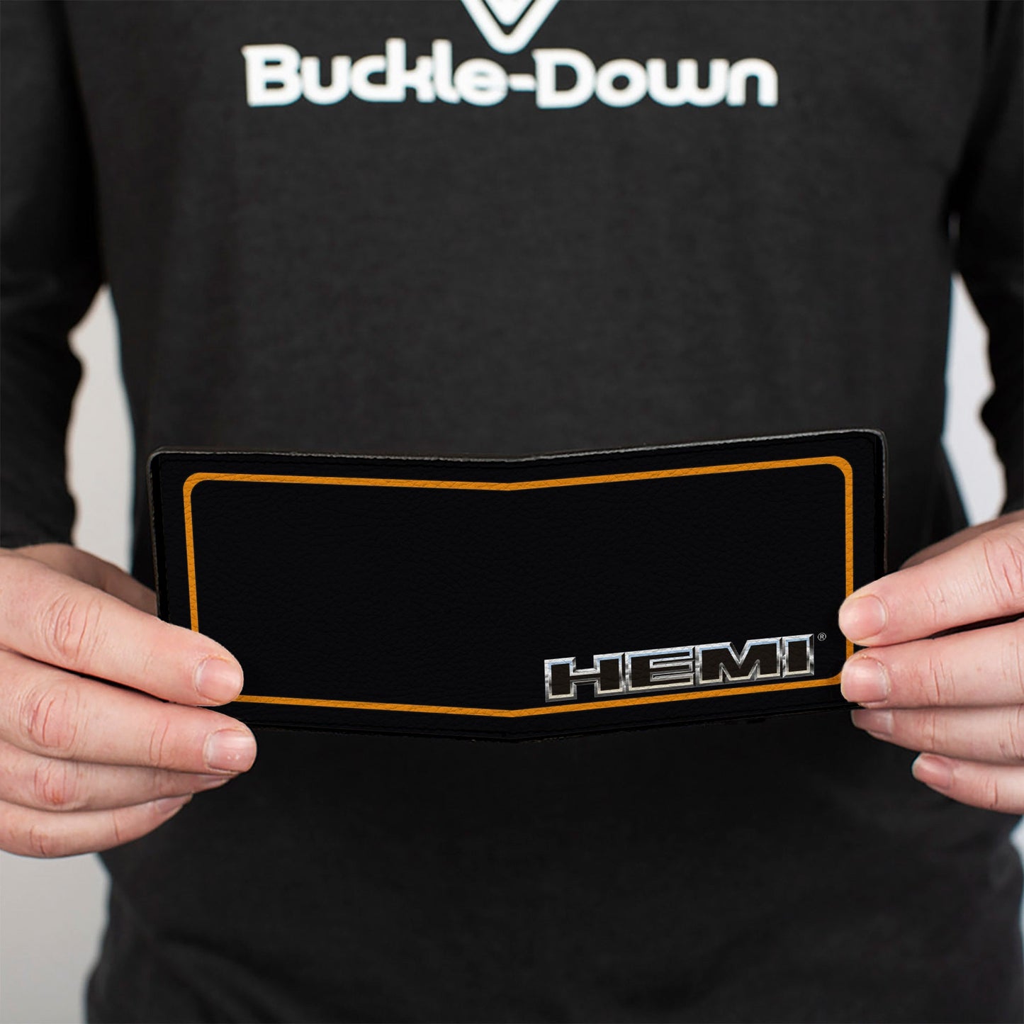 Bi-Fold Wallet - HEMI Nameplate w Border Black Orange Silver Black