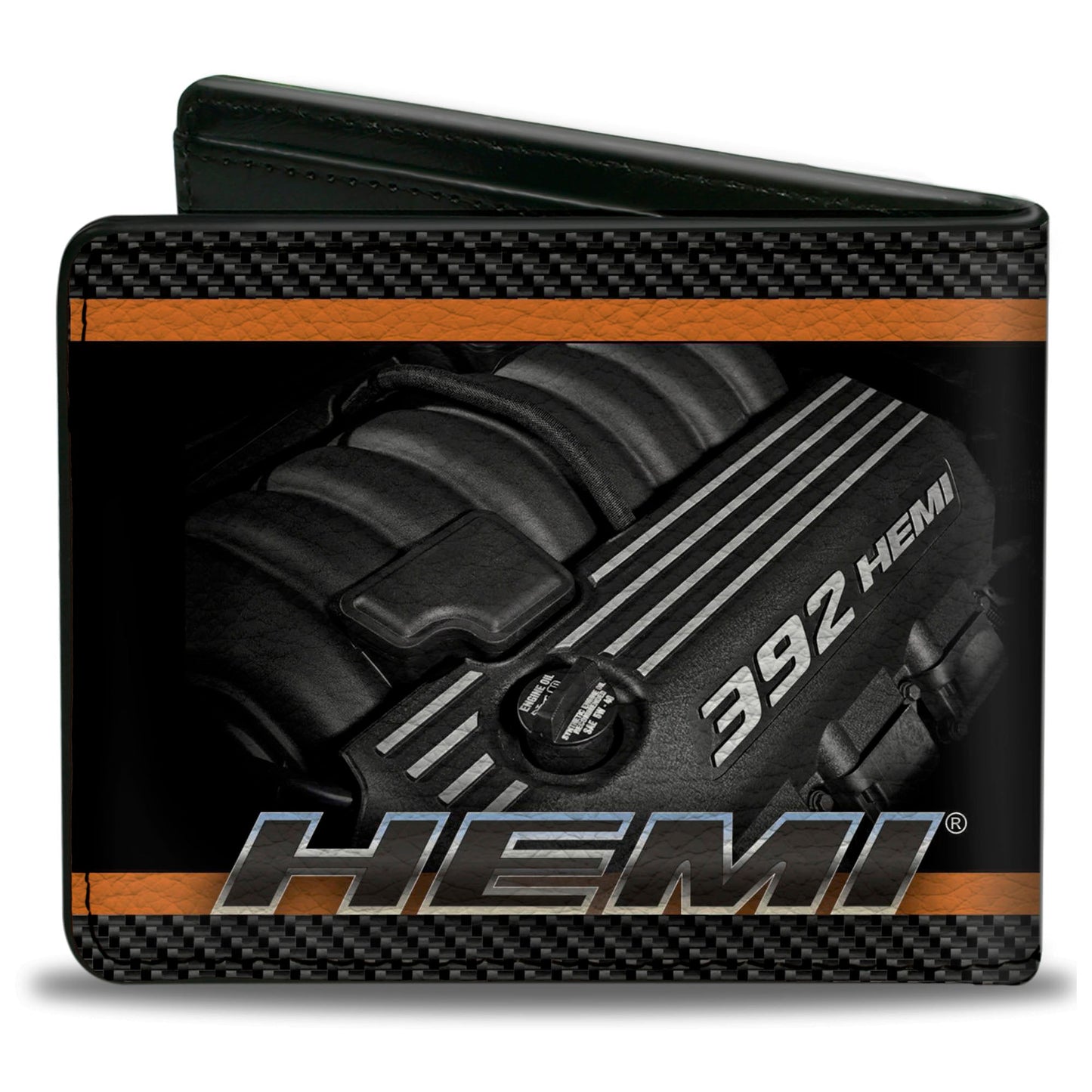 Bi-Fold Wallet - HEMI 392 HEMI Engine Carbon Fiber Orange