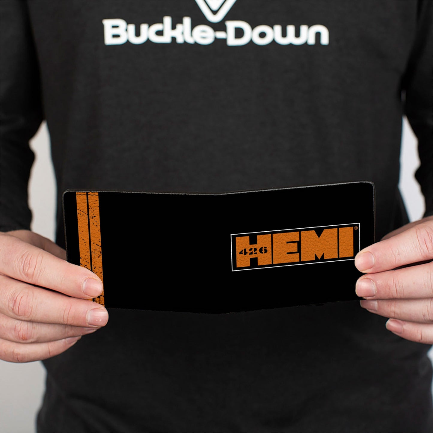 Bi-Fold Wallet - HEMI 426 Logo3 + Weathered Side Stripe Black/Orange