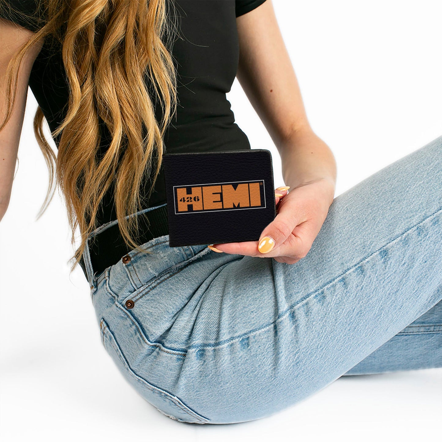 Bi-Fold Wallet - HEMI 426 Logo3 + Weathered Side Stripe Black/Orange