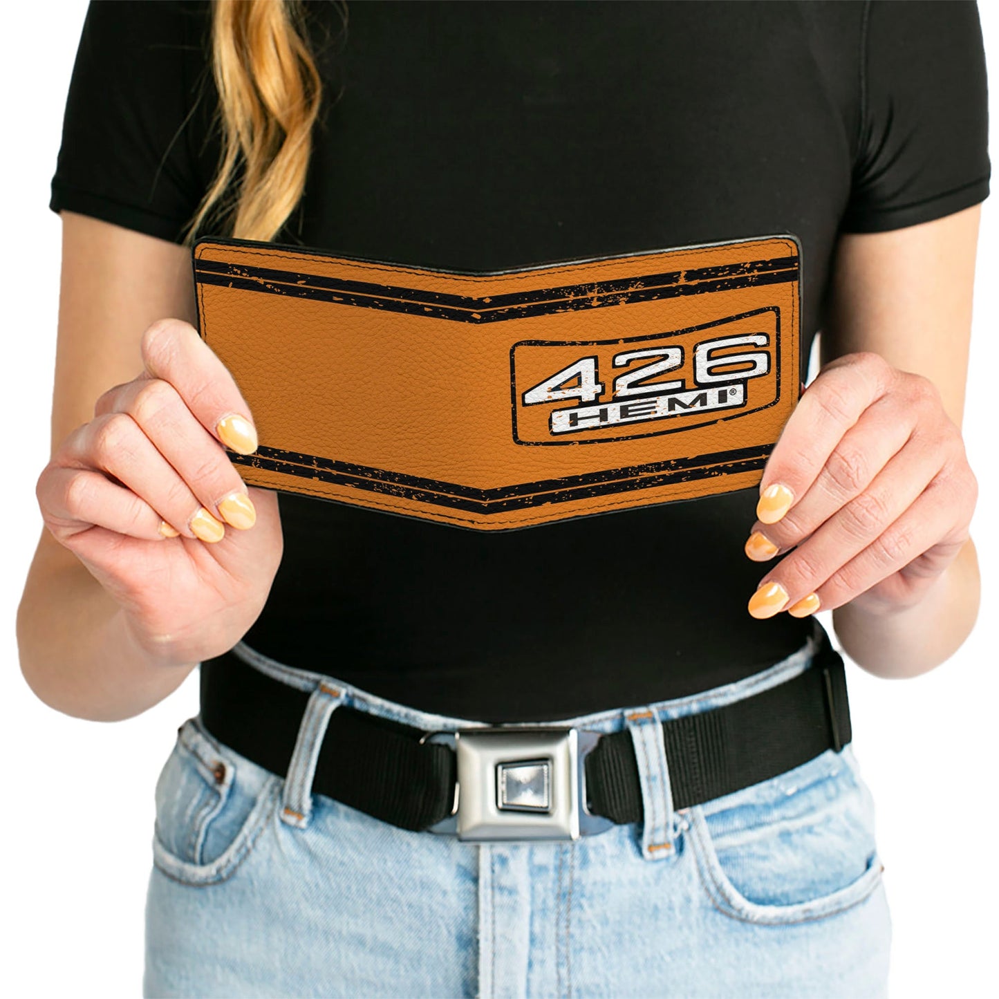 Bi-Fold Wallet - 426 HEMI Badge Weathered Orange Black White