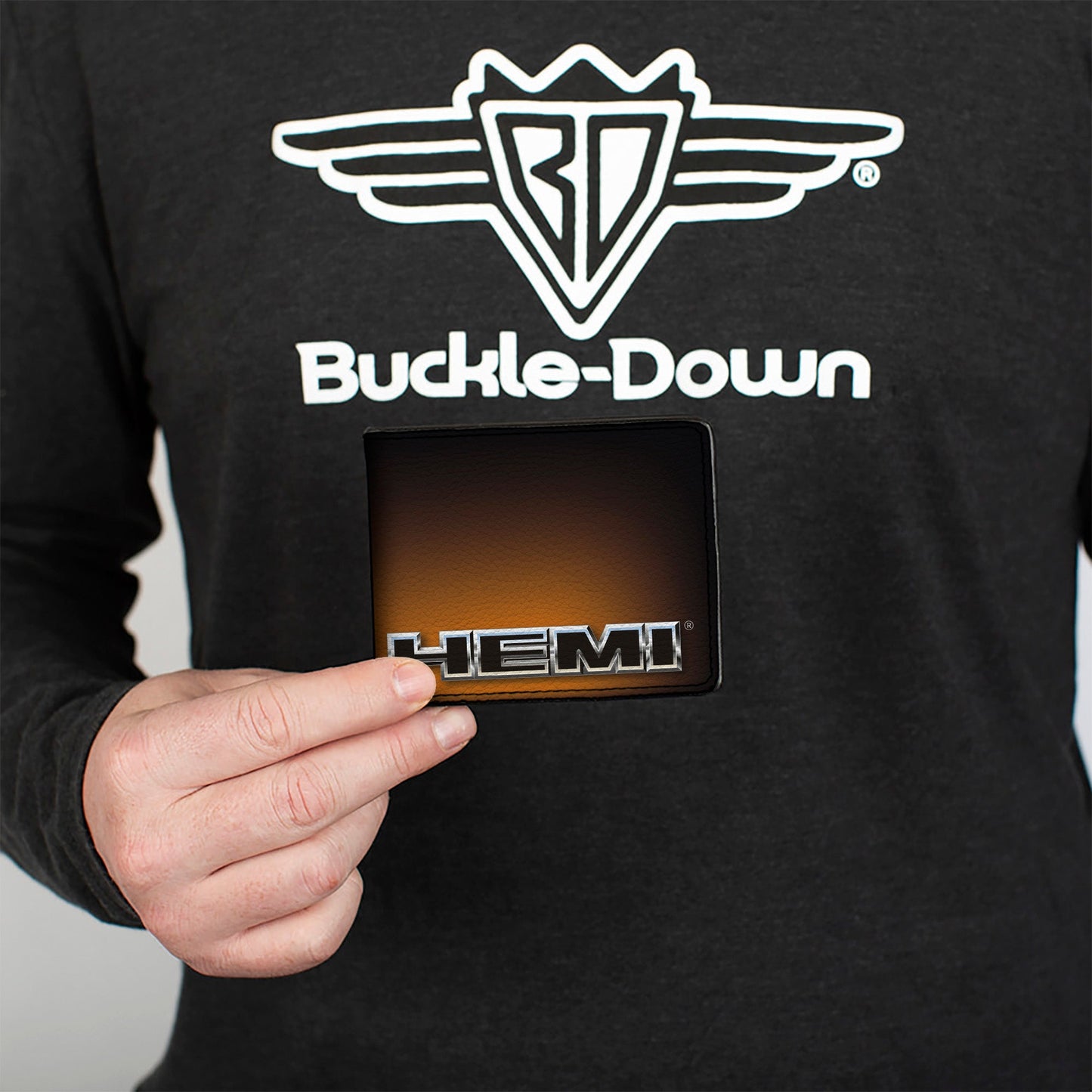 Bi-Fold Wallet - HEMI Bold Outline Black Silver Orange-Fade