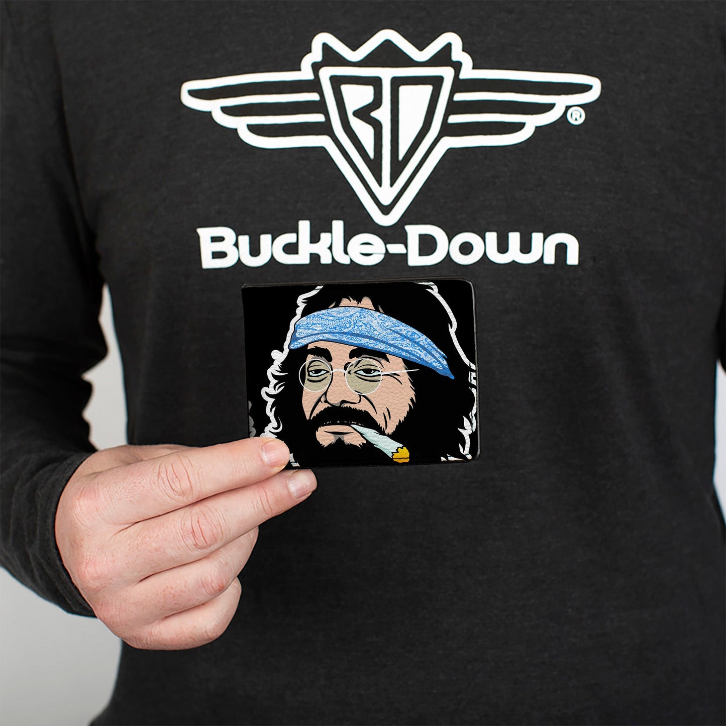 Bi-Fold Wallet - Homies in Dreamland Cheech and Chong Smoking Pose Black