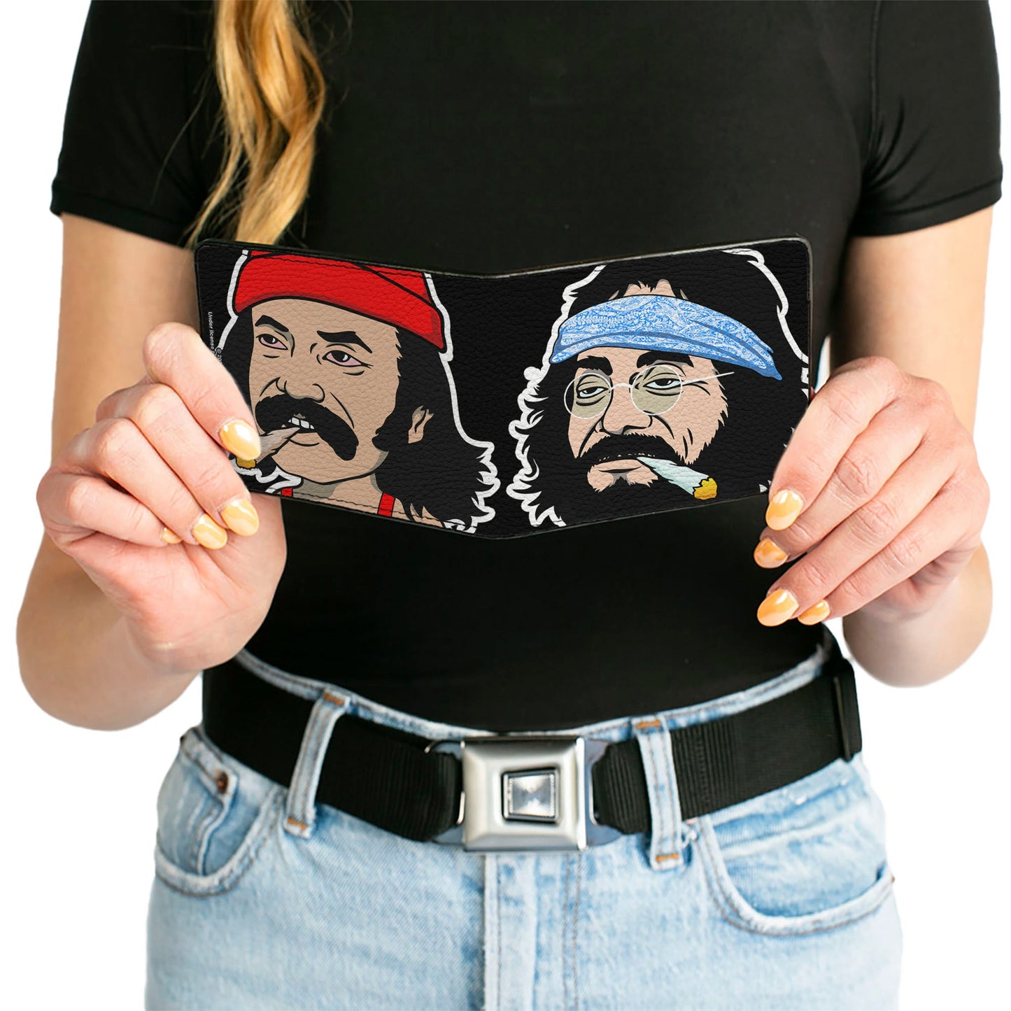 Bi-Fold Wallet - Homies in Dreamland Cheech and Chong Smoking Pose Black