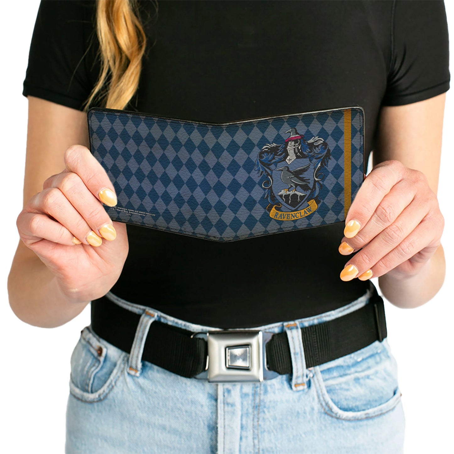 Bi-Fold Wallet - RAVENCLAW Crest Diamonds Weathered Blues Gold