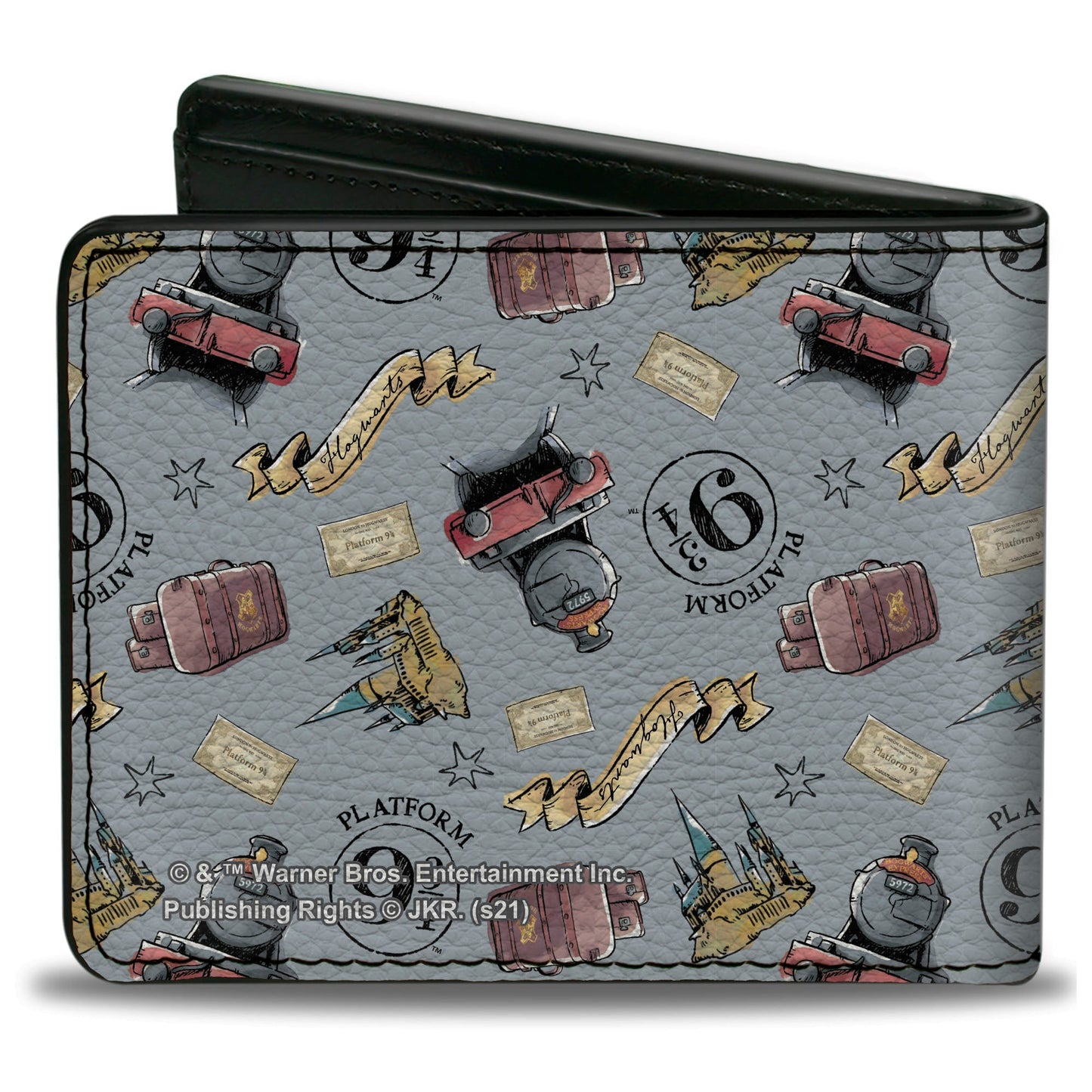 Bi-Fold Wallet - Harry Potter Hogwarts Express Icons Collage Sky Blue