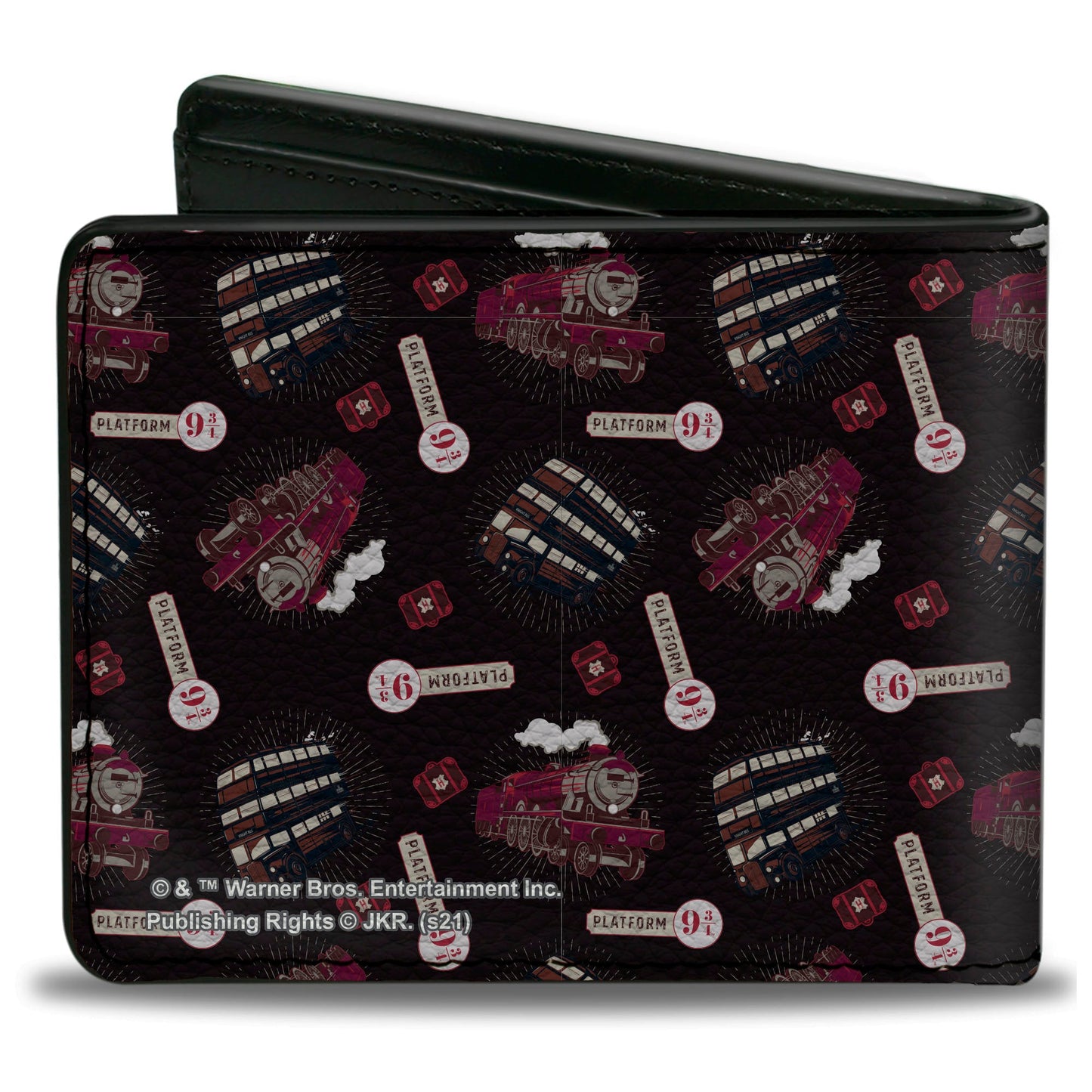 Bi-Fold Wallet - Harry Potter Hogwarts Express and Knight Bus Collage Black Reds