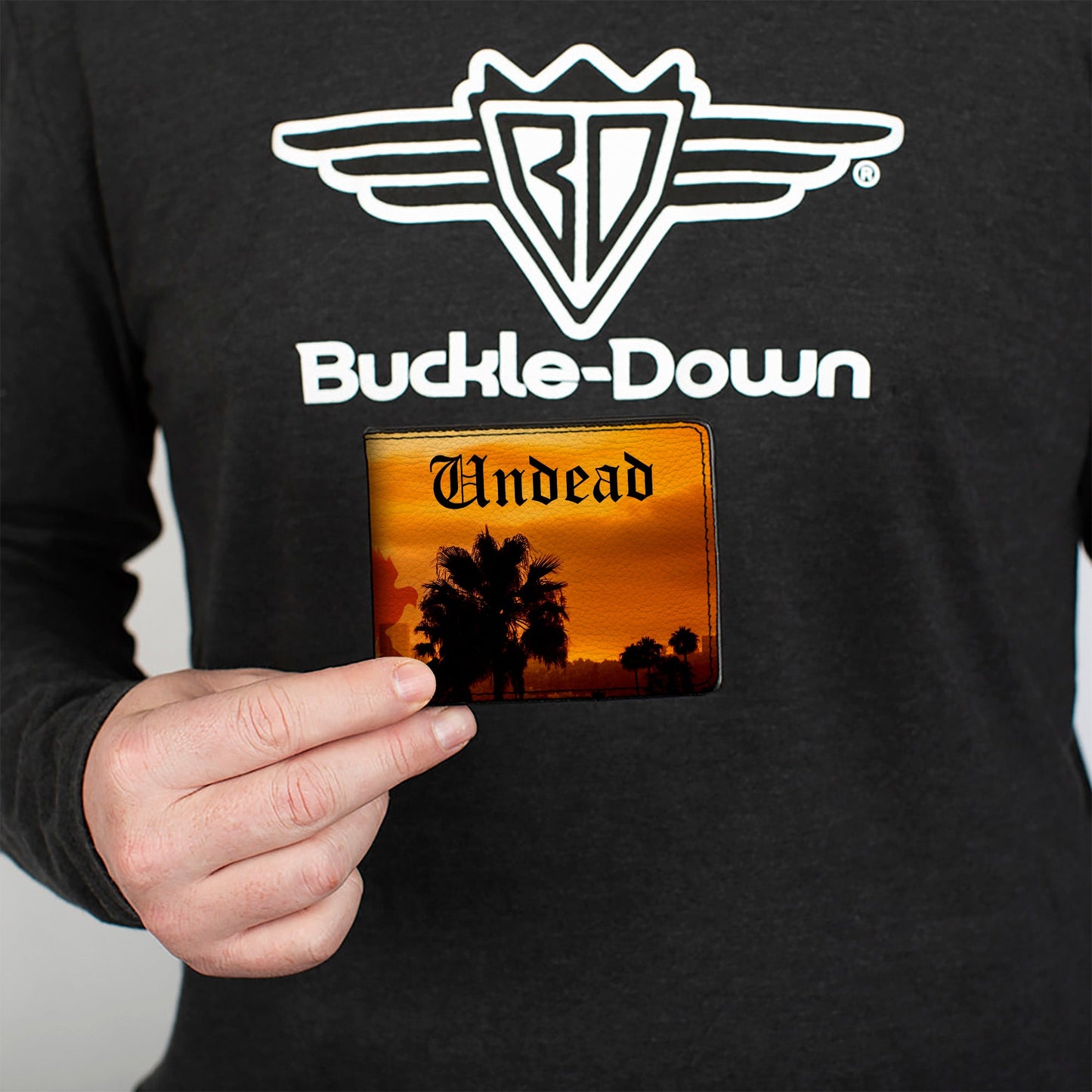 Bi-Fold Wallet - HOLLYWOOD UNDEAD Old English Skyline Oranges Black