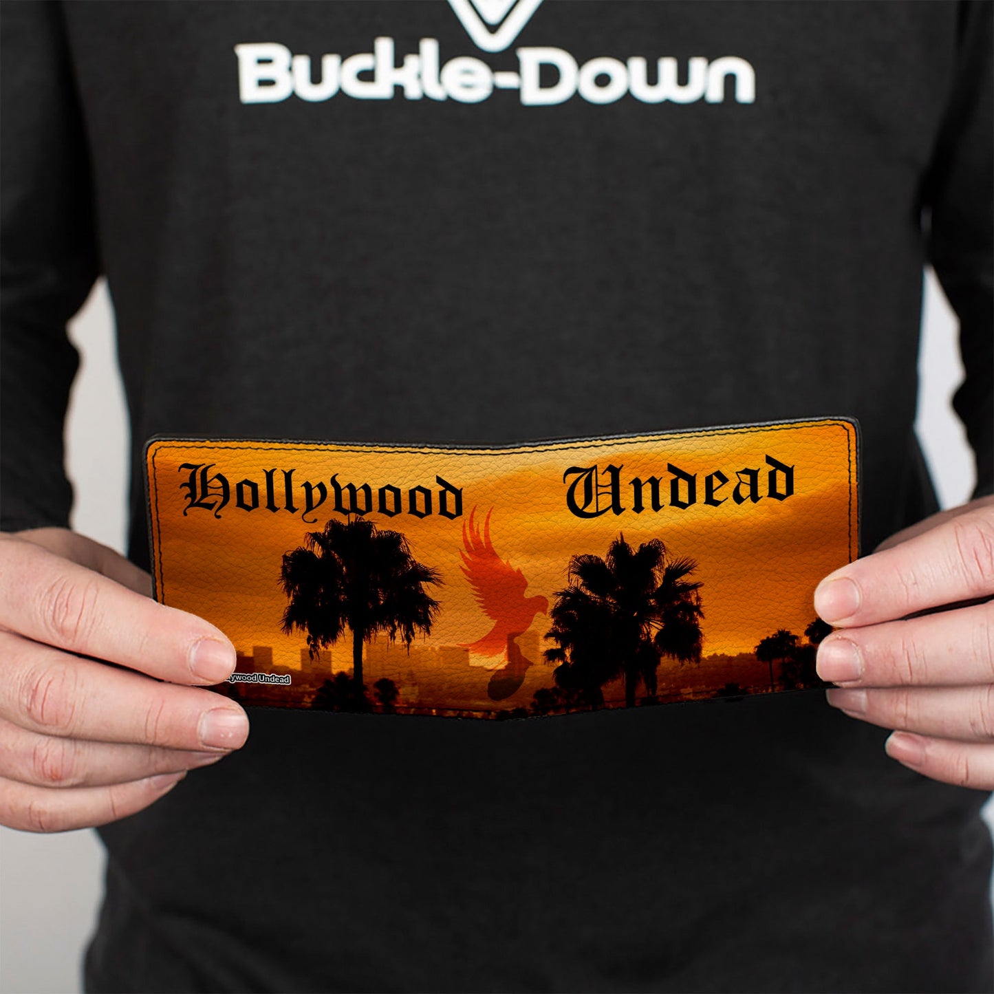 Bi-Fold Wallet - HOLLYWOOD UNDEAD Old English Skyline Oranges Black