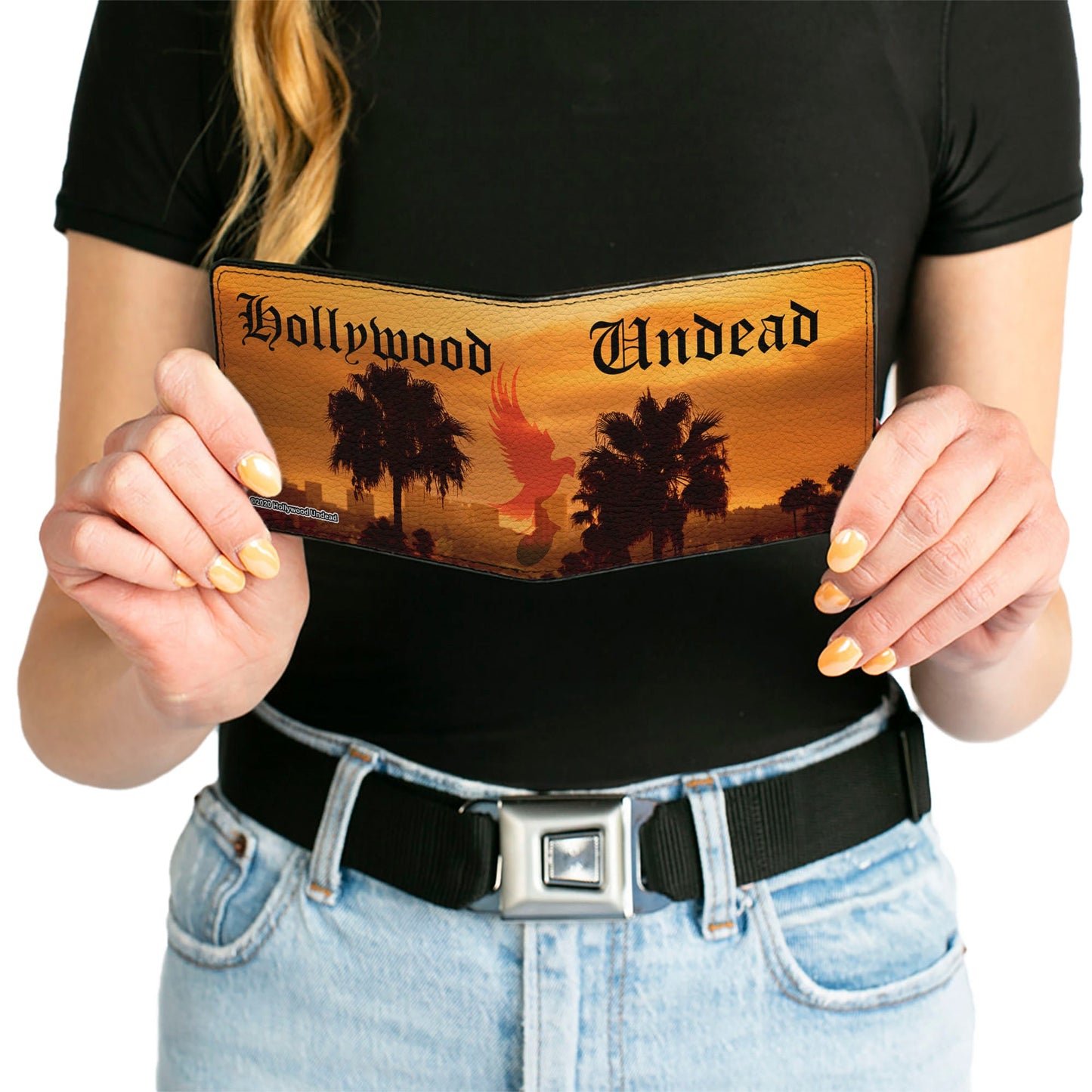 Bi-Fold Wallet - HOLLYWOOD UNDEAD Old English Skyline Oranges Black