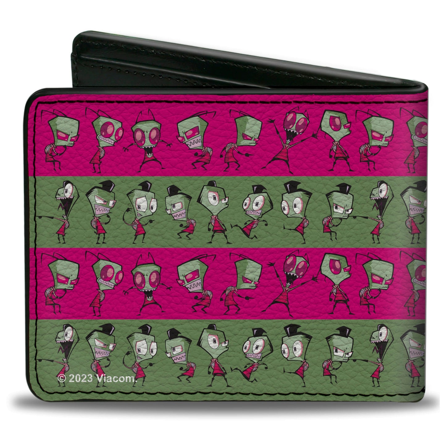 Bi-Fold Wallet - Invader Zim and Human Disguise Poses Stripe Pink/Green