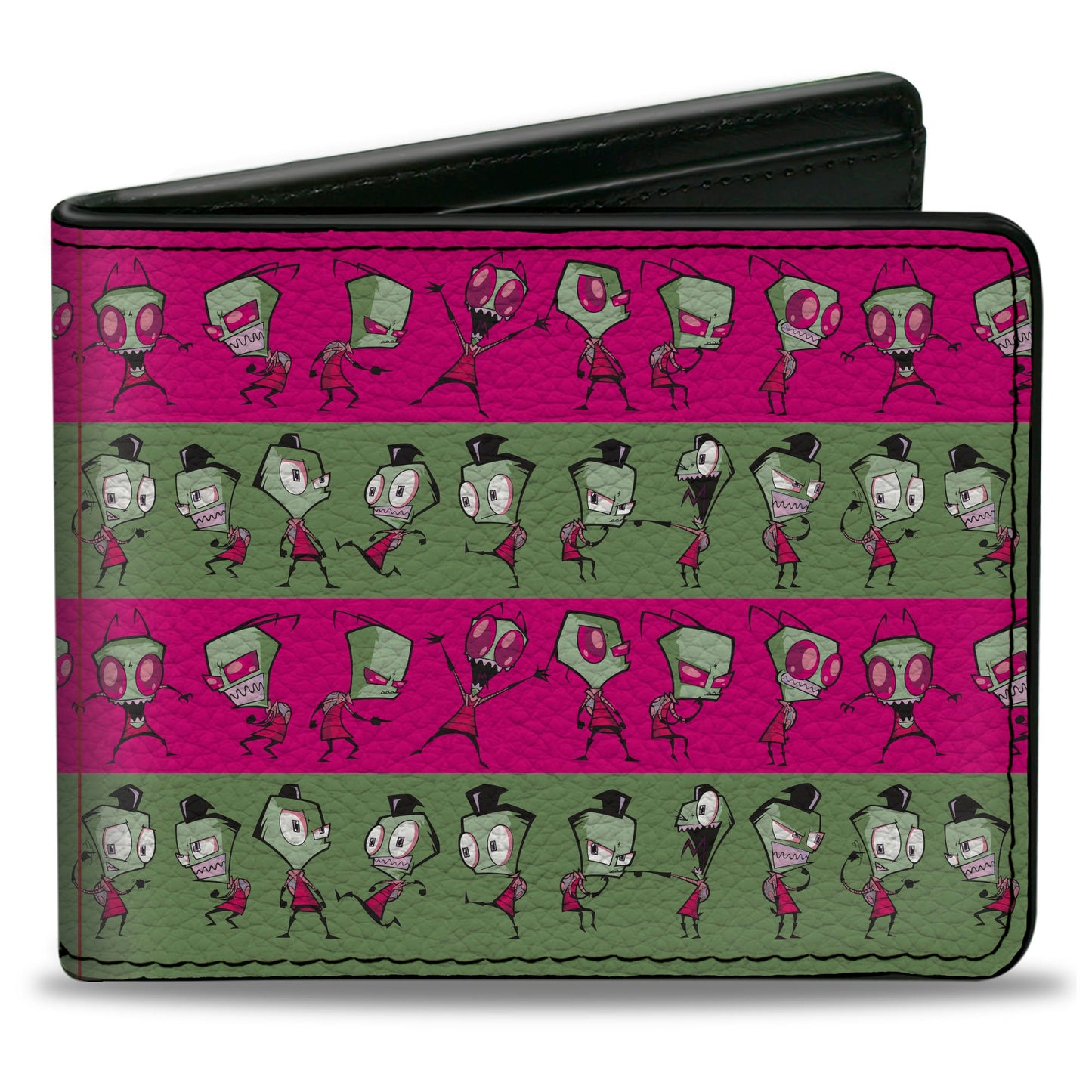 Bi-Fold Wallet - Invader Zim and Human Disguise Poses Stripe Pink/Green