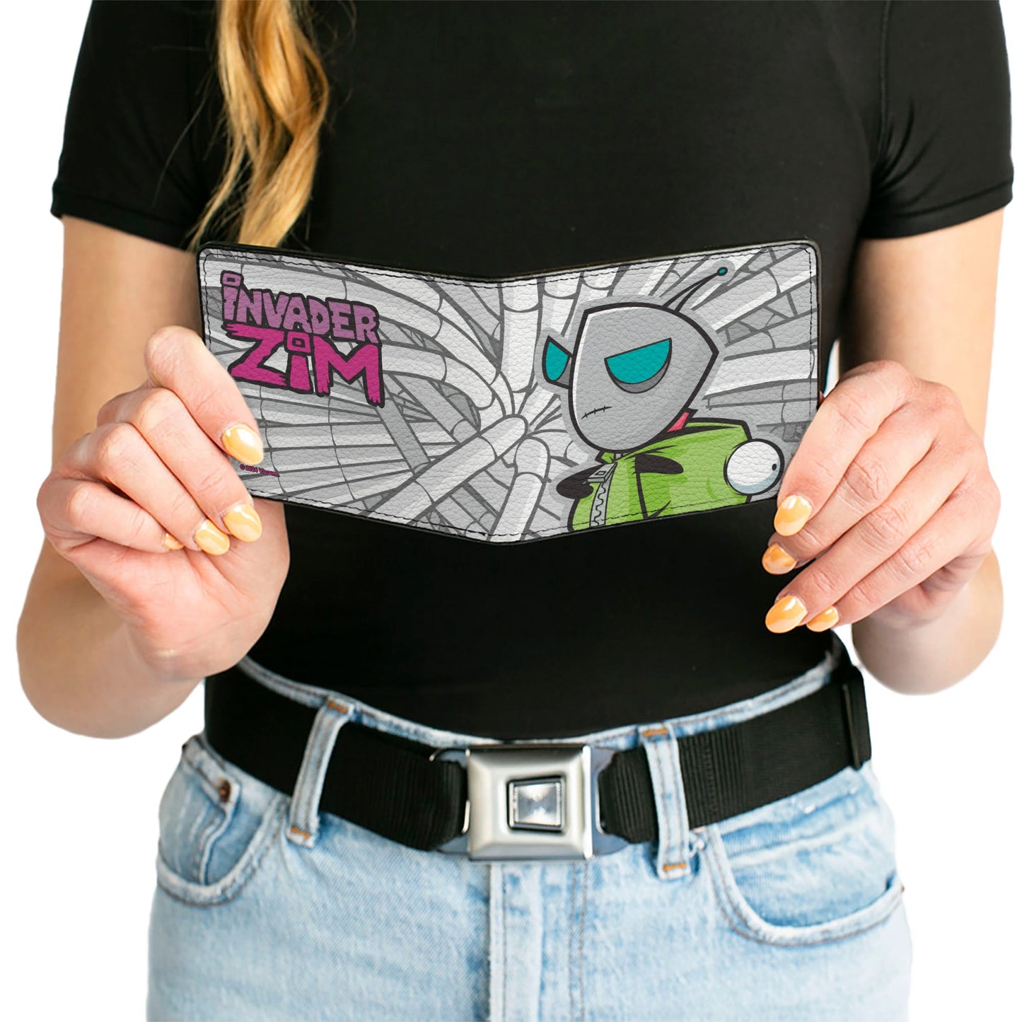 Bi-Fold Wallet - INVADER ZIM GIR with Hood Down Pose Hoses Grays