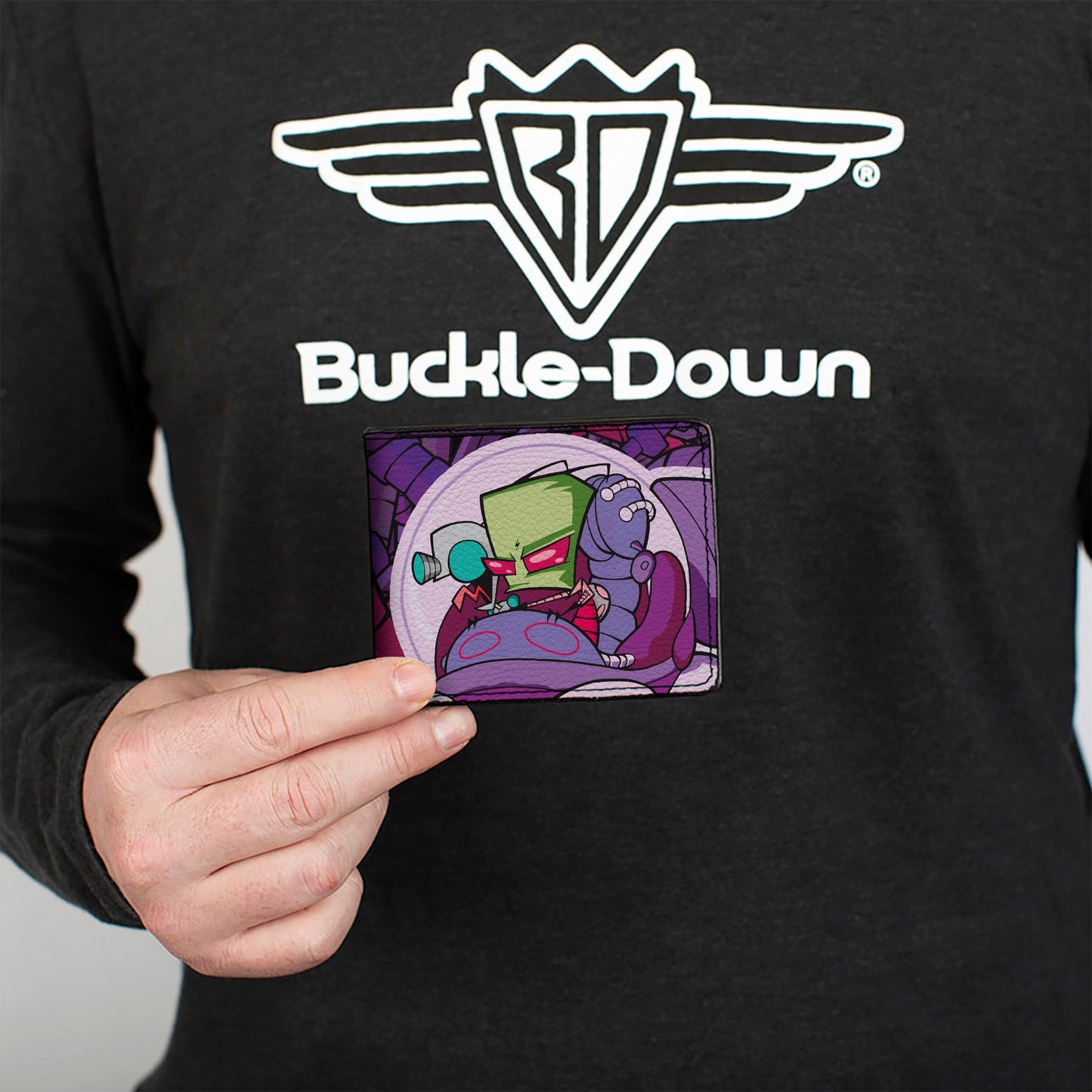 Bi-Fold Wallet - INVADER ZIM and GIR Voot Cruiser Pose and Title Logo Purples/Pinks