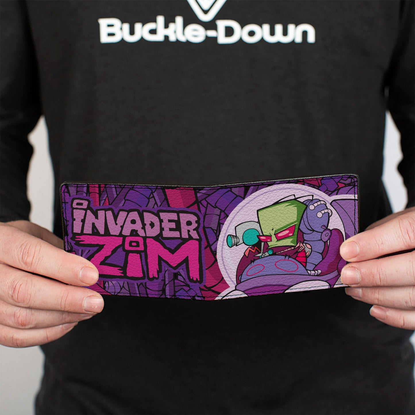 Bi-Fold Wallet - INVADER ZIM and GIR Voot Cruiser Pose and Title Logo Purples/Pinks