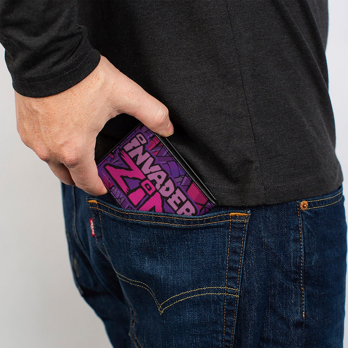 Bi-Fold Wallet - INVADER ZIM and GIR Voot Cruiser Pose and Title Logo Purples/Pinks