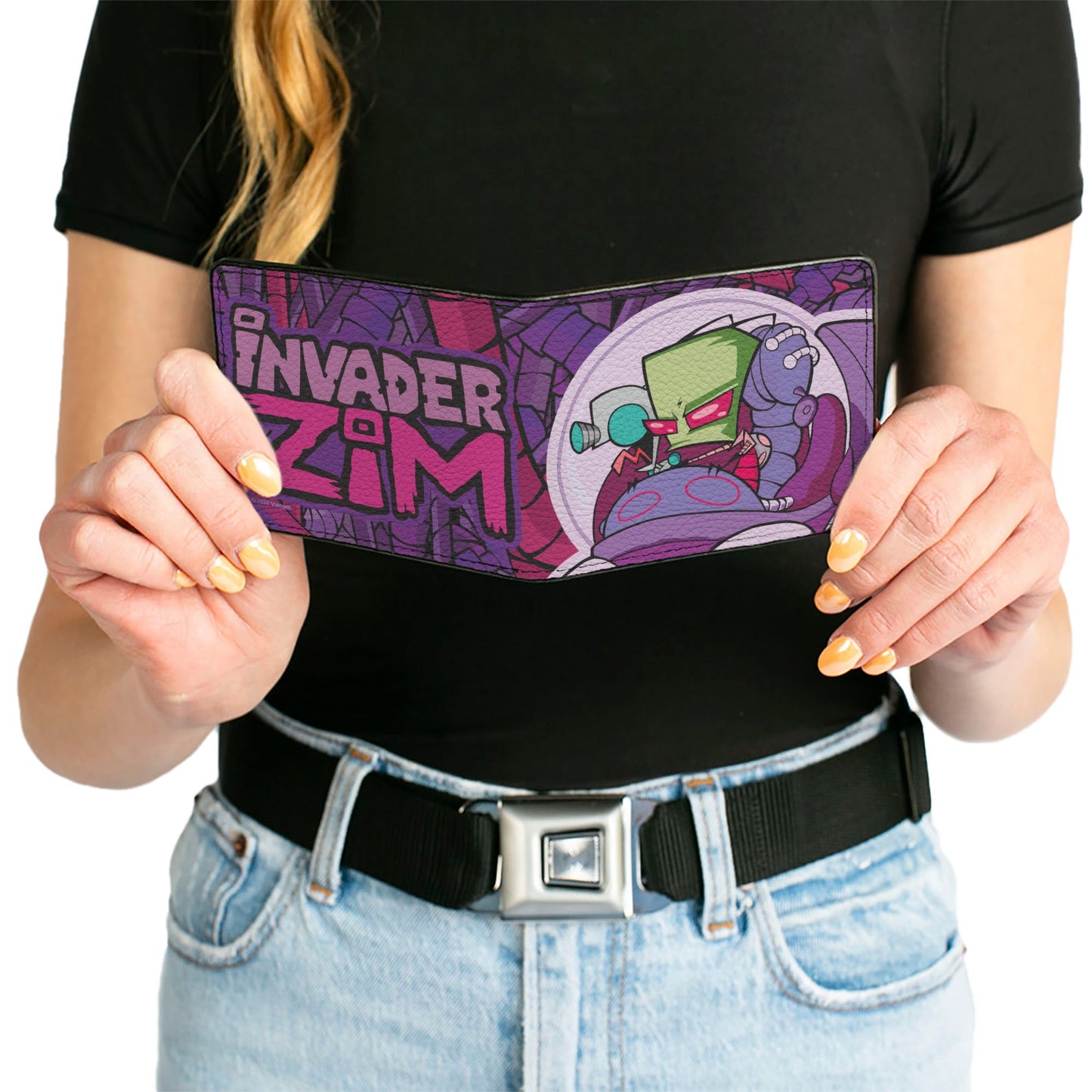 Bi-Fold Wallet - INVADER ZIM and GIR Voot Cruiser Pose and Title Logo Purples/Pinks