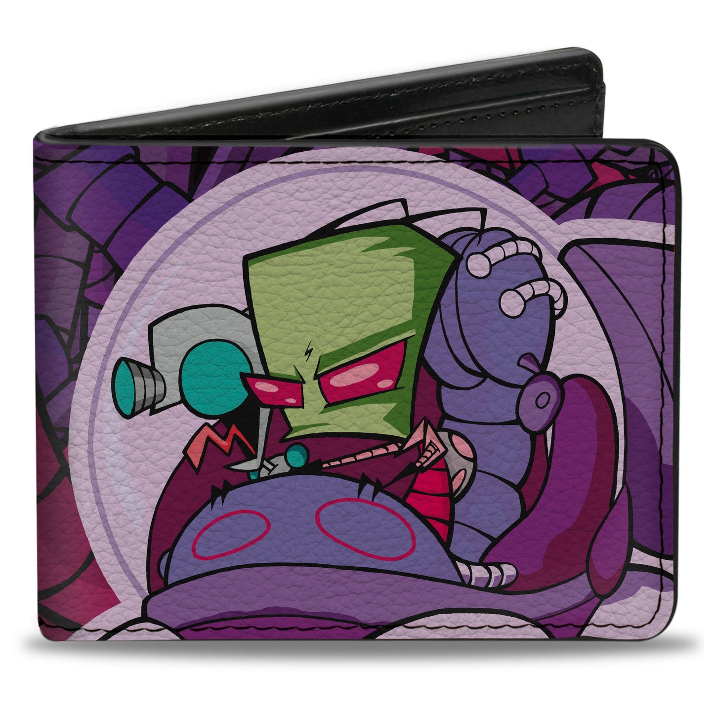 Bi-Fold Wallet - INVADER ZIM and GIR Voot Cruiser Pose and Title Logo Purples/Pinks