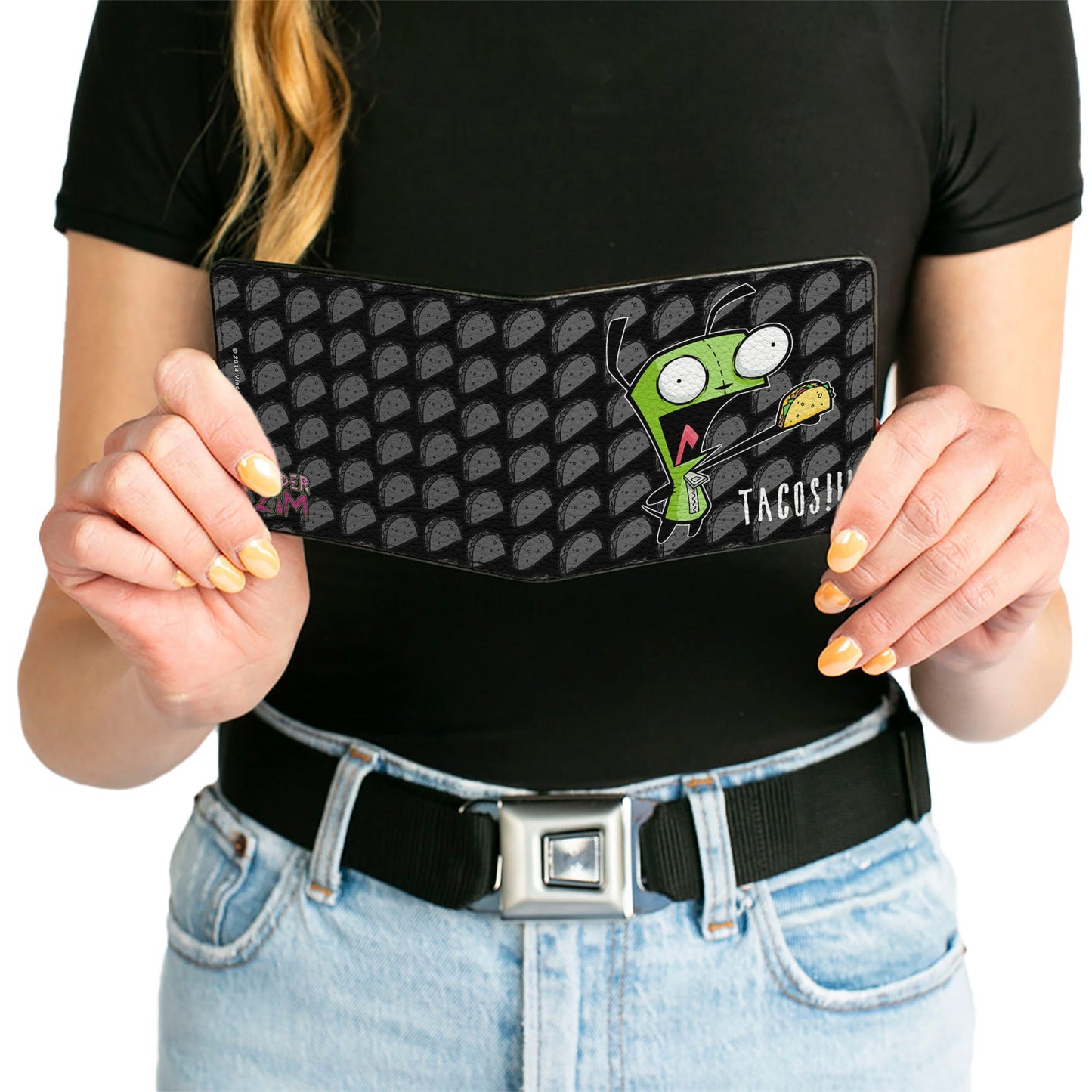 Bi-Fold Wallet - Invader Zim GIR TACOS!!! Pose Taco Monogram Black/Gray