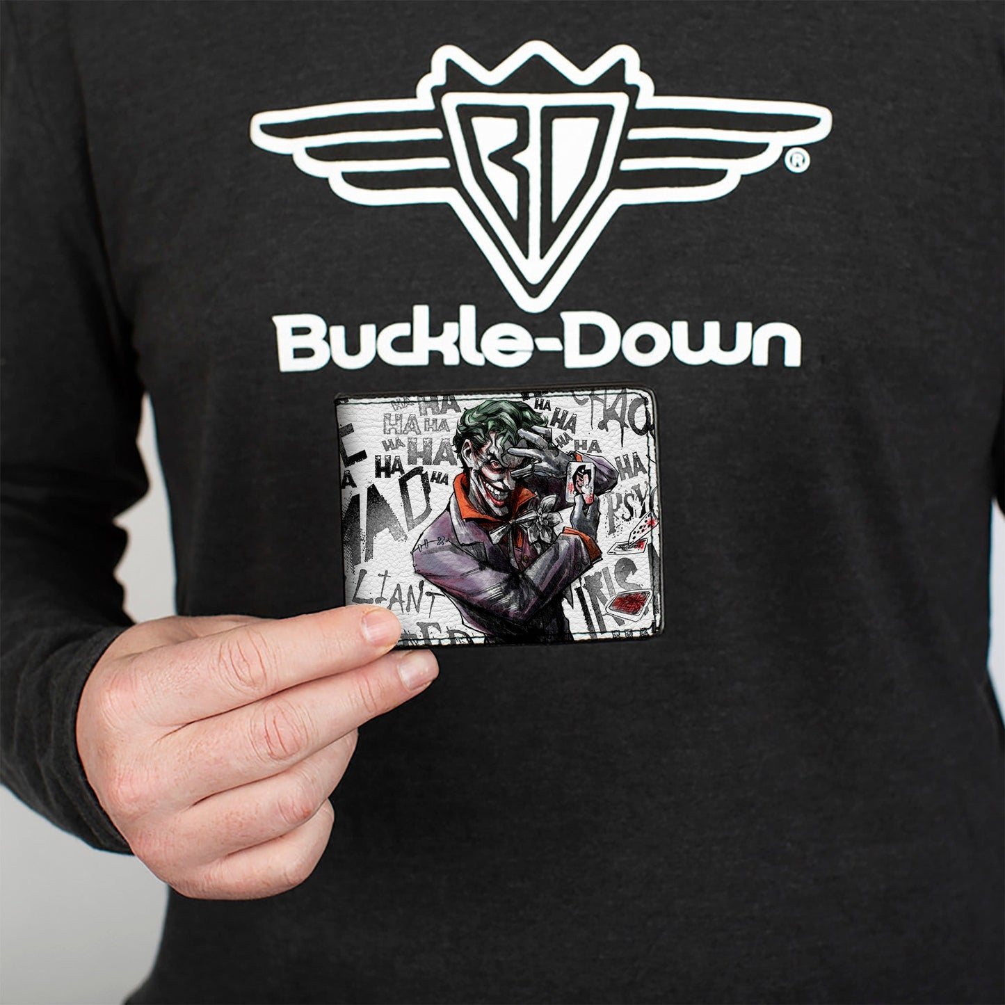 Bi-Fold Wallet - Joker BRILLIANT-TWISTED-INSANE-MAD PSYCHO Pose Cards White Grays