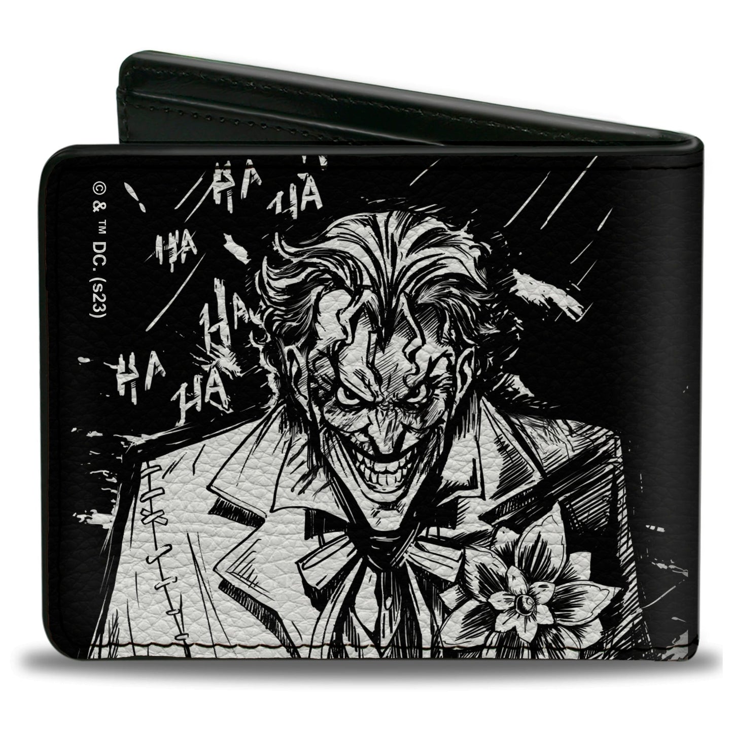 Bi-Fold Wallet - Batman the Dark Knight and Joker HA HA Smiling Sketch Poses Black/White