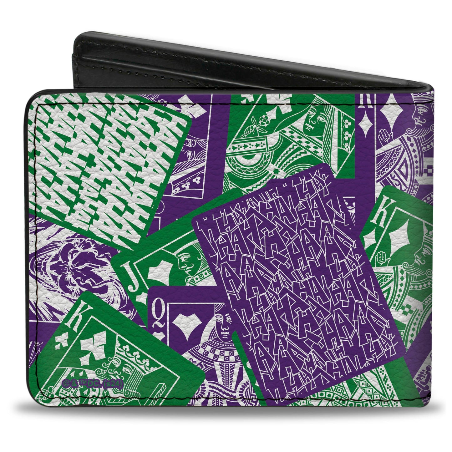 Bi-Fold Wallet - The Joker Deck of Cards Stacked Green/Purple/White