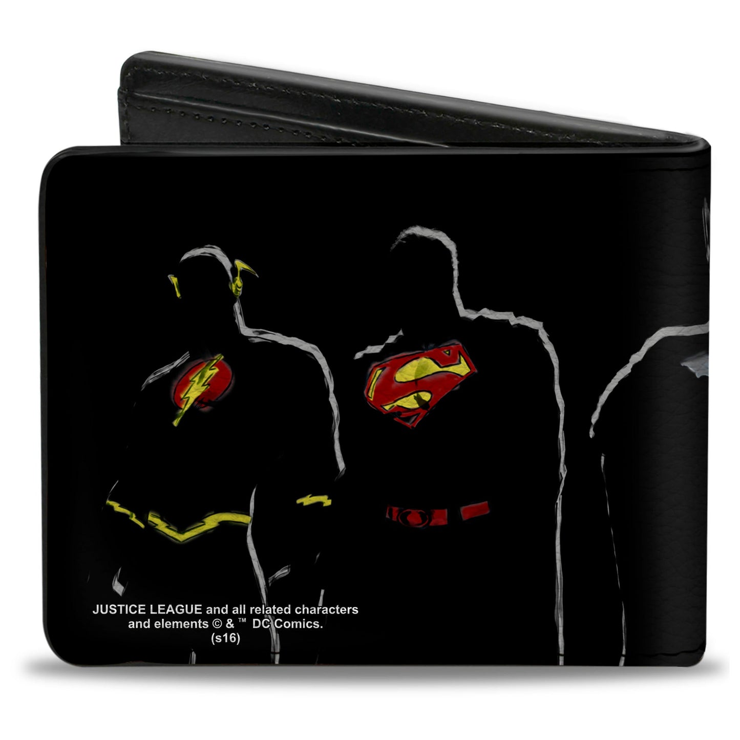 Bi-Fold Wallet - JUSTICE LEAGUE 5-Superhero Silhouette Group Pose Black Multi Color