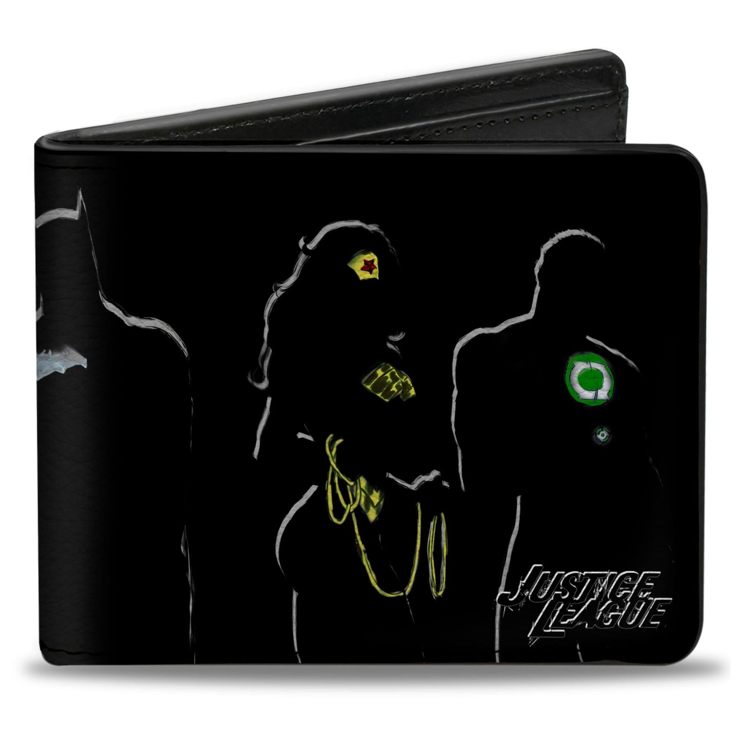 Bi-Fold Wallet - JUSTICE LEAGUE 5-Superhero Silhouette Group Pose Black Multi Color