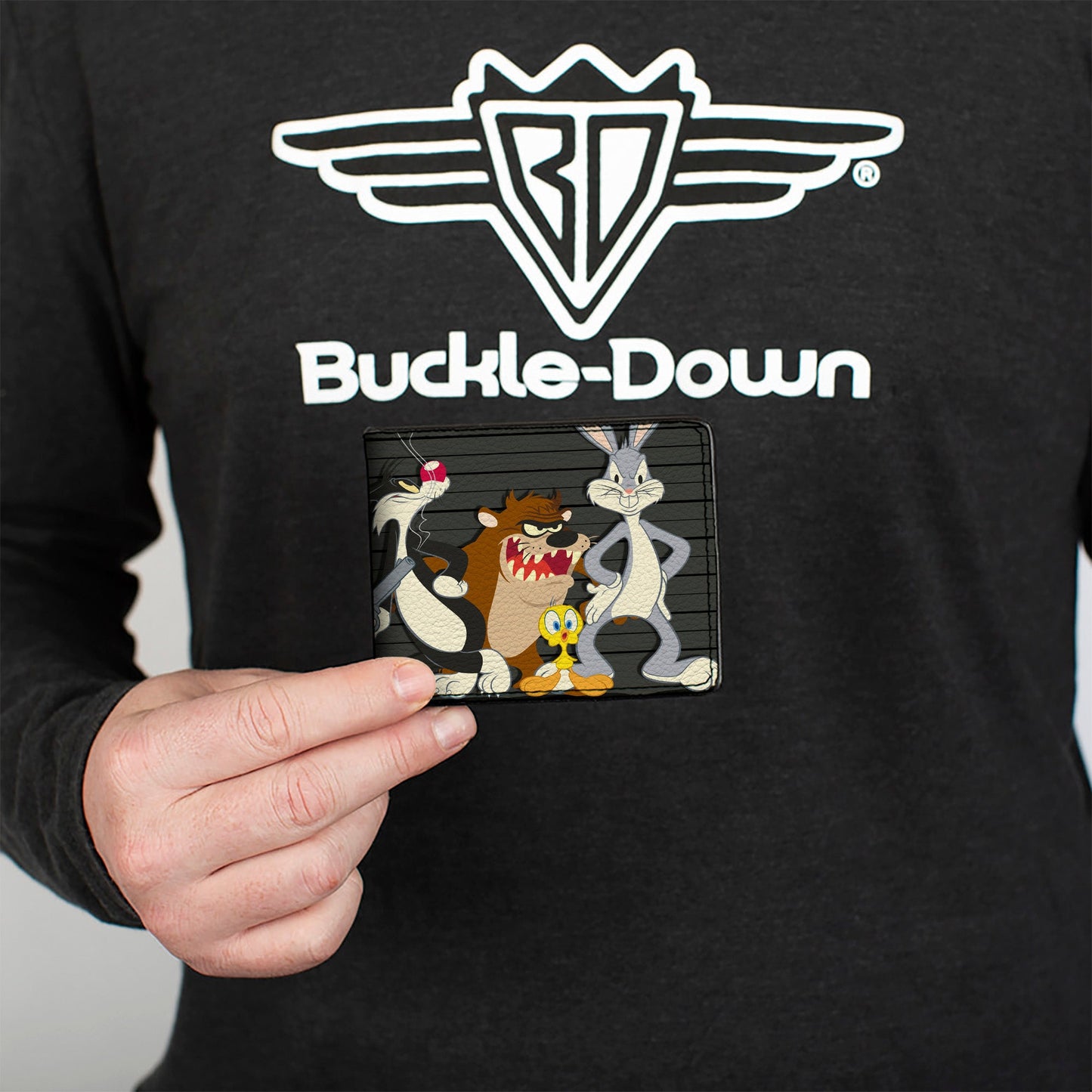 Bi-Fold Wallet - Looney Tunes 6-Character Group Lineup Gray Black