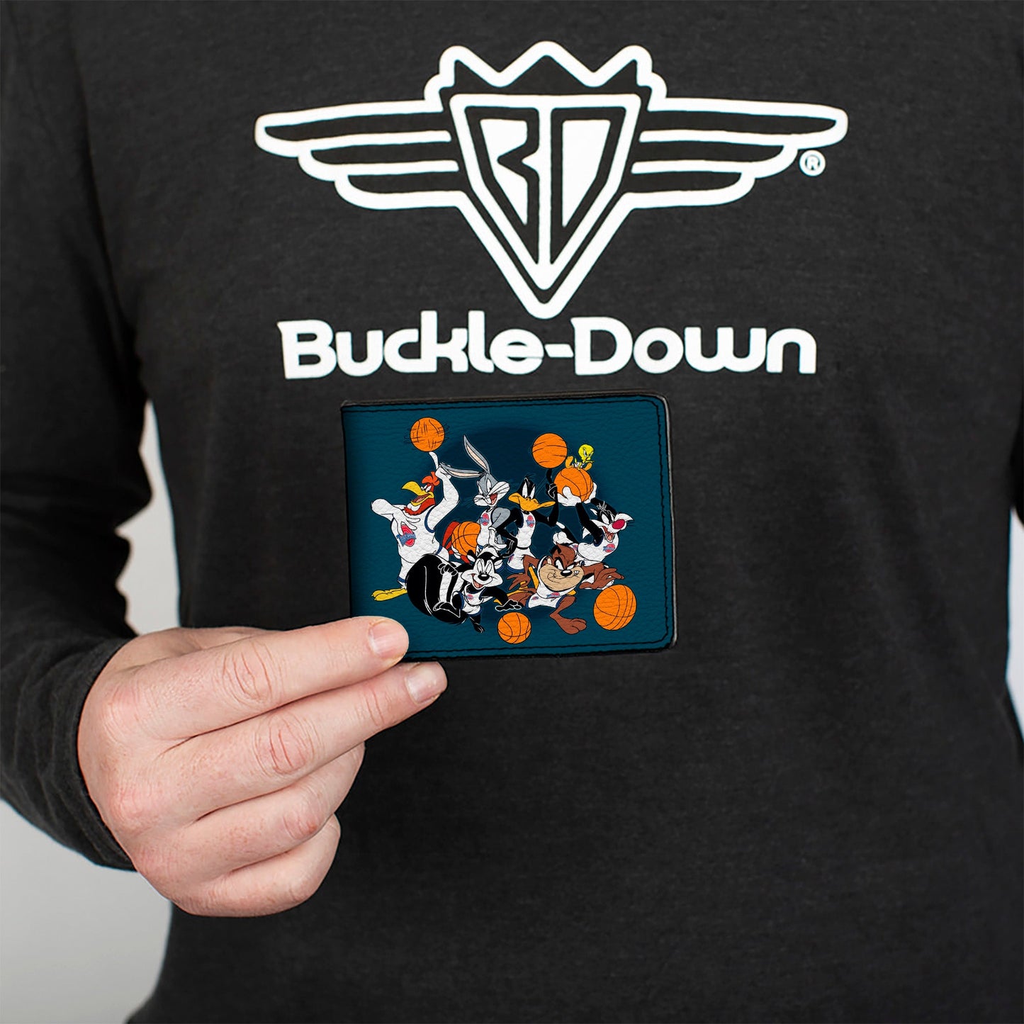 Bi-Fold Wallet - Space Jam Tunes Squad 7-Players Group Pose Galaxy Blues