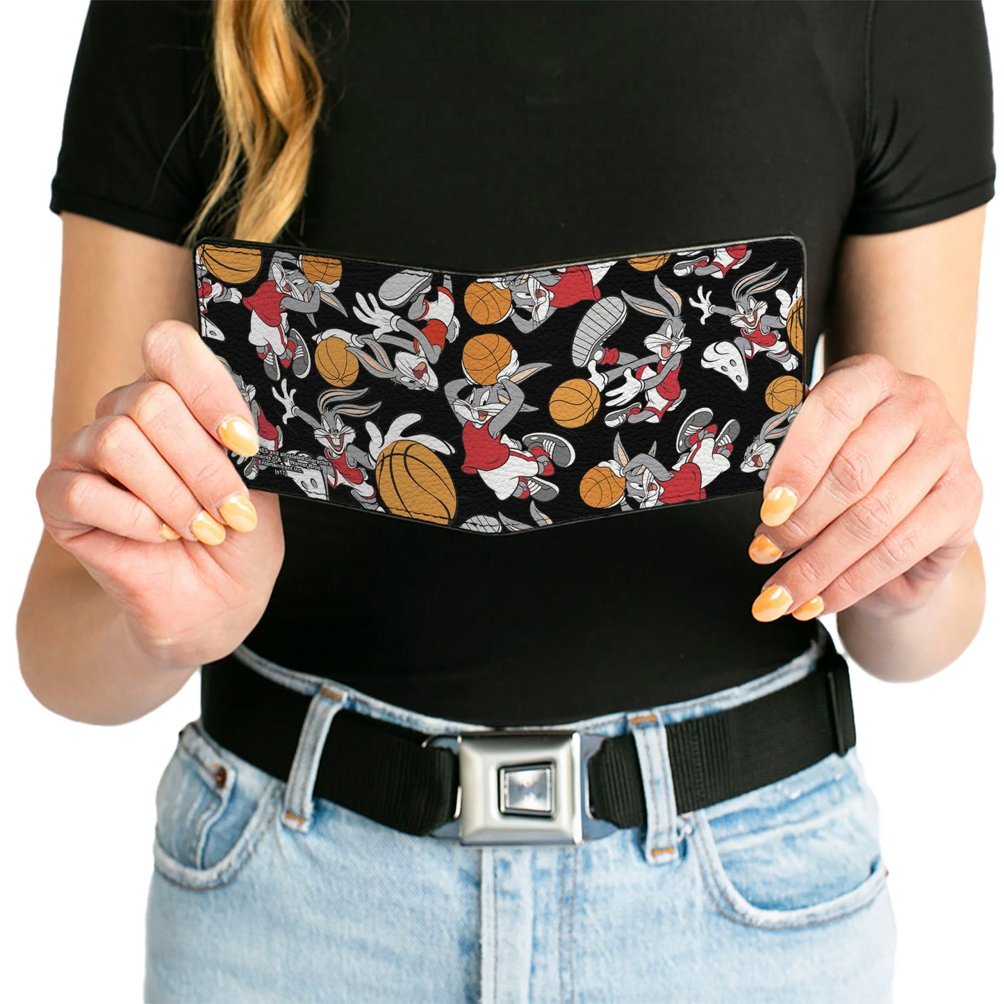 Bi-Fold Wallet - Bugs Bunny Basketball Poses Scattered Black