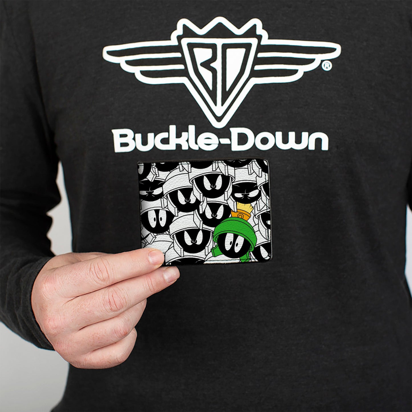 Bi-Fold Wallet - Marvin the Martian Expressions Stacked White Black Green Yellows