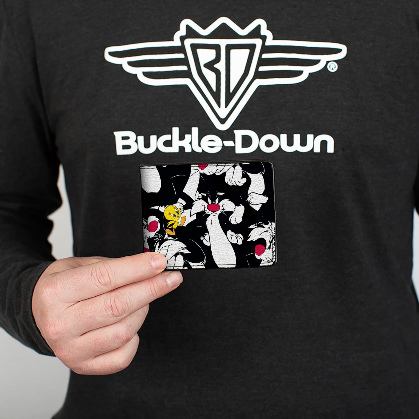Bi-Fold Wallet - Sylvester and Tweety Poses Scattered Black