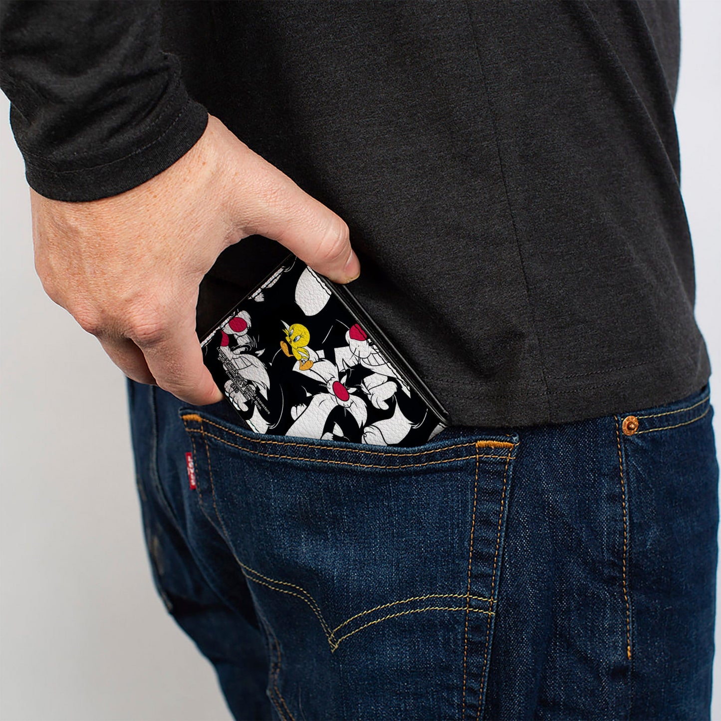 Bi-Fold Wallet - Sylvester and Tweety Poses Scattered Black