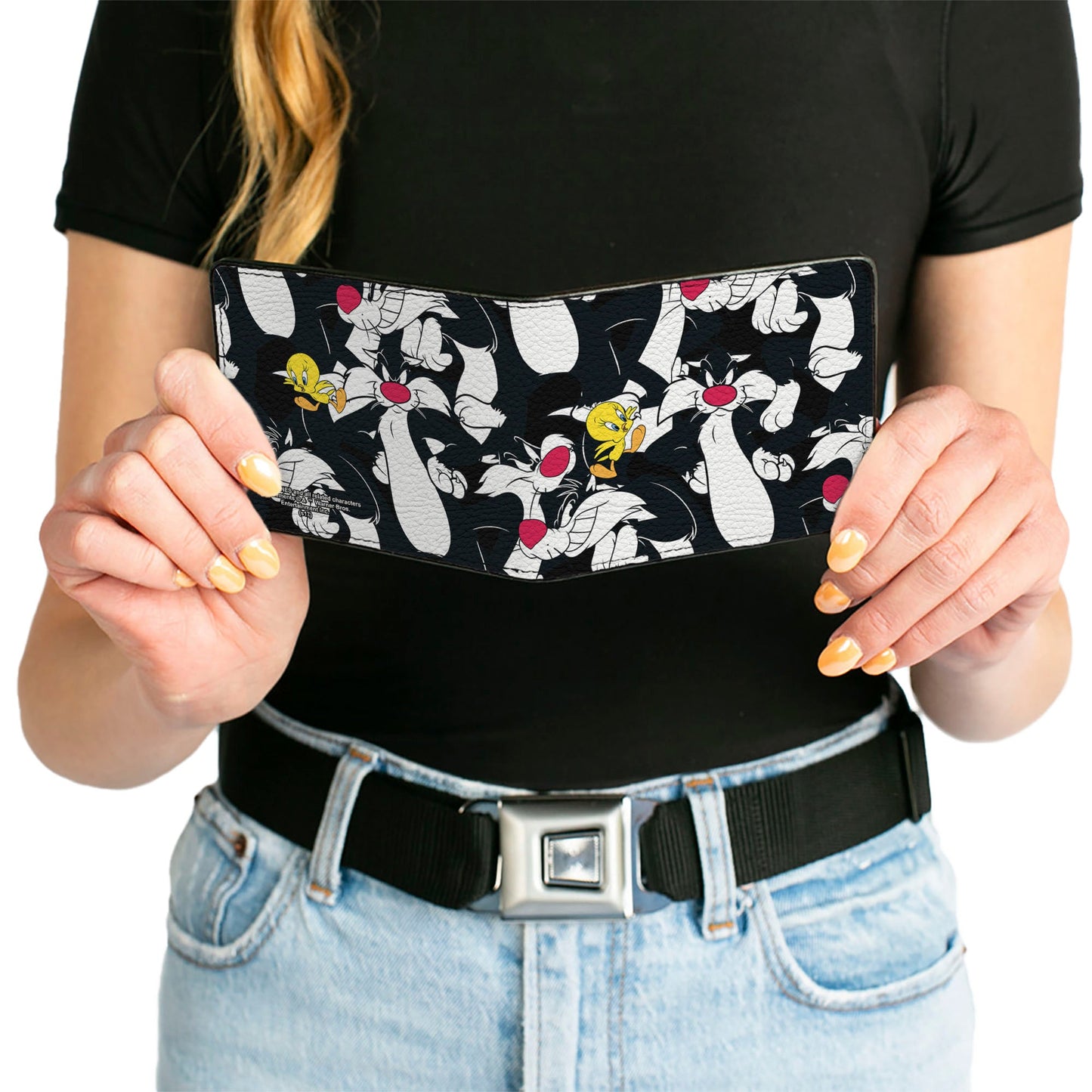 Bi-Fold Wallet - Sylvester and Tweety Poses Scattered Black