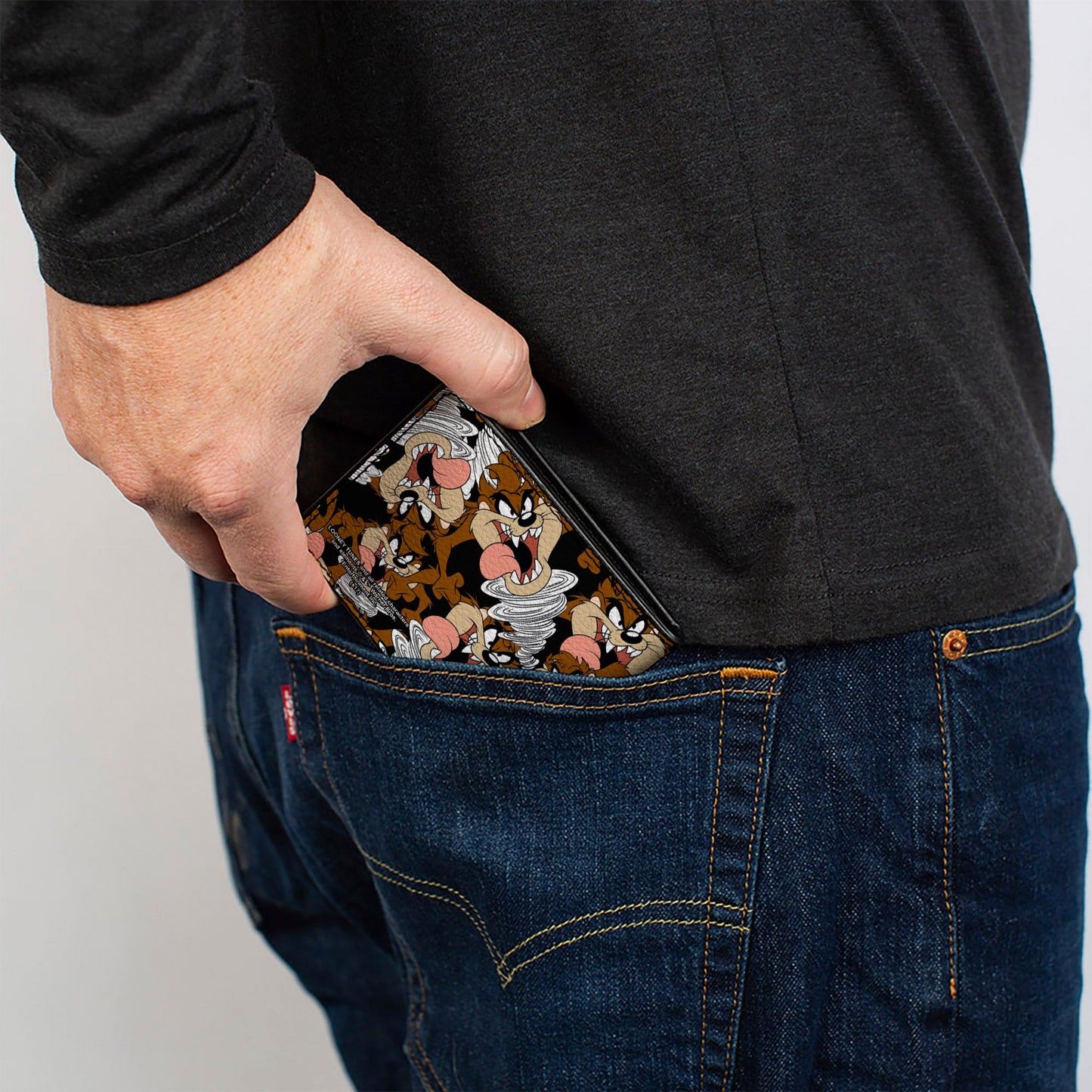 Bi-Fold Wallet - Tasmanian Devil Vortex Poses Scattered Black