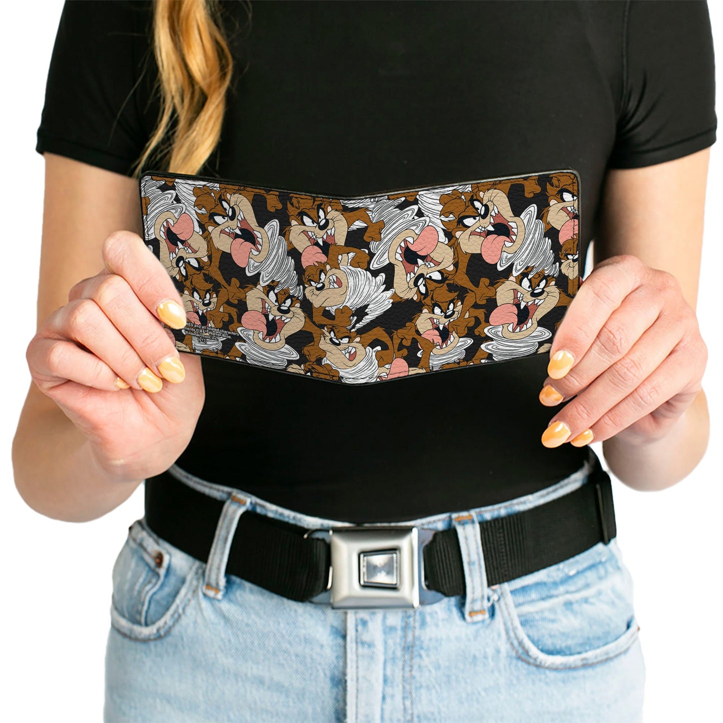 Bi-Fold Wallet - Tasmanian Devil Vortex Poses Scattered Black