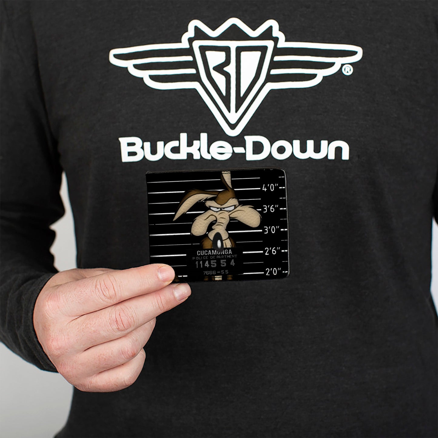 Bi-Fold Wallet - Wile E Coyote CUCAMONGA Mug Shot Black Gray White