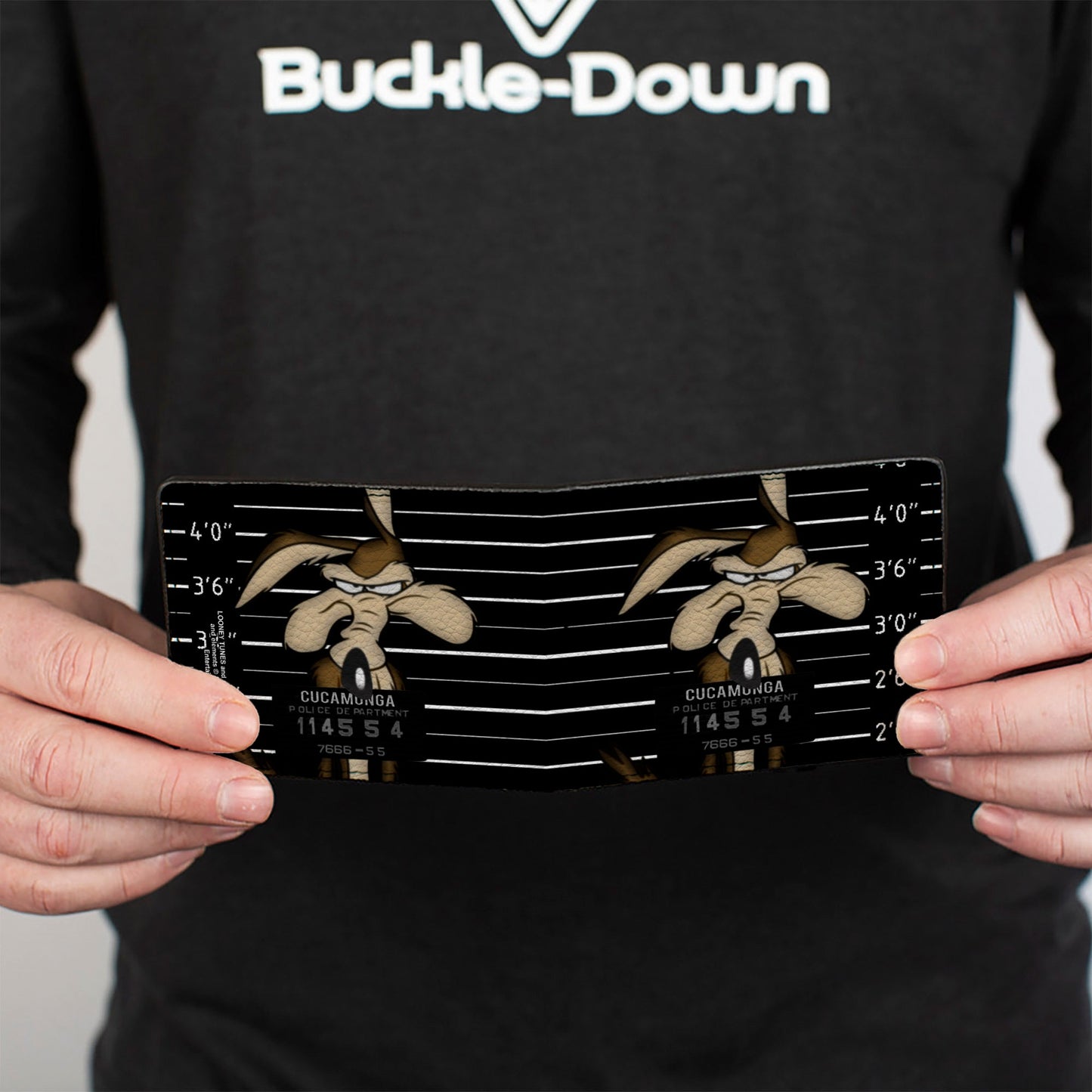 Bi-Fold Wallet - Wile E Coyote CUCAMONGA Mug Shot Black Gray White