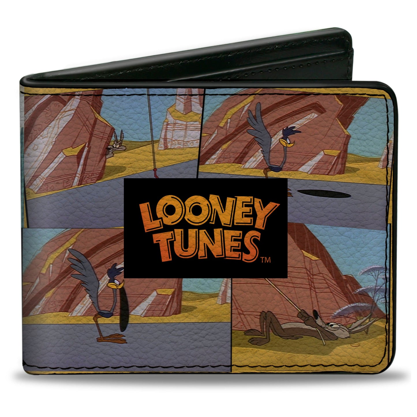 Bi-Fold Wallet - LOONEY TUNES Wile E. Coyote and Road Runner Scene Blocks