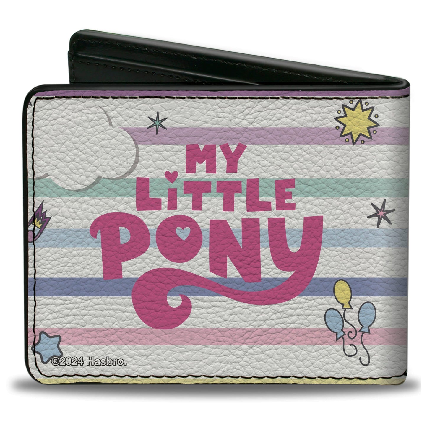 Bi-Fold Wallet - MY LITTLE PONY Three Pony Stripe and Logo White/Multi Color