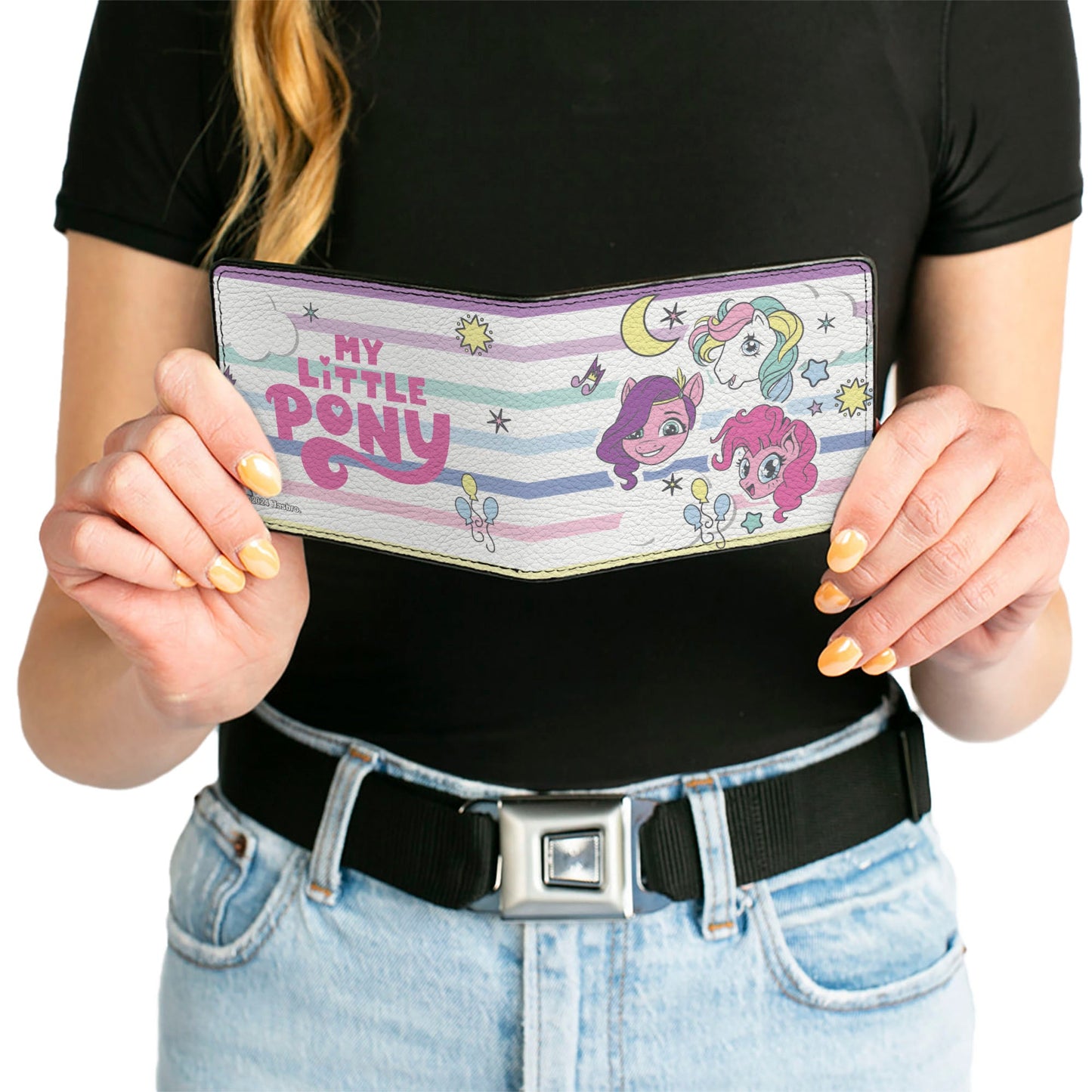Bi-Fold Wallet - MY LITTLE PONY Three Pony Stripe and Logo White/Multi Color