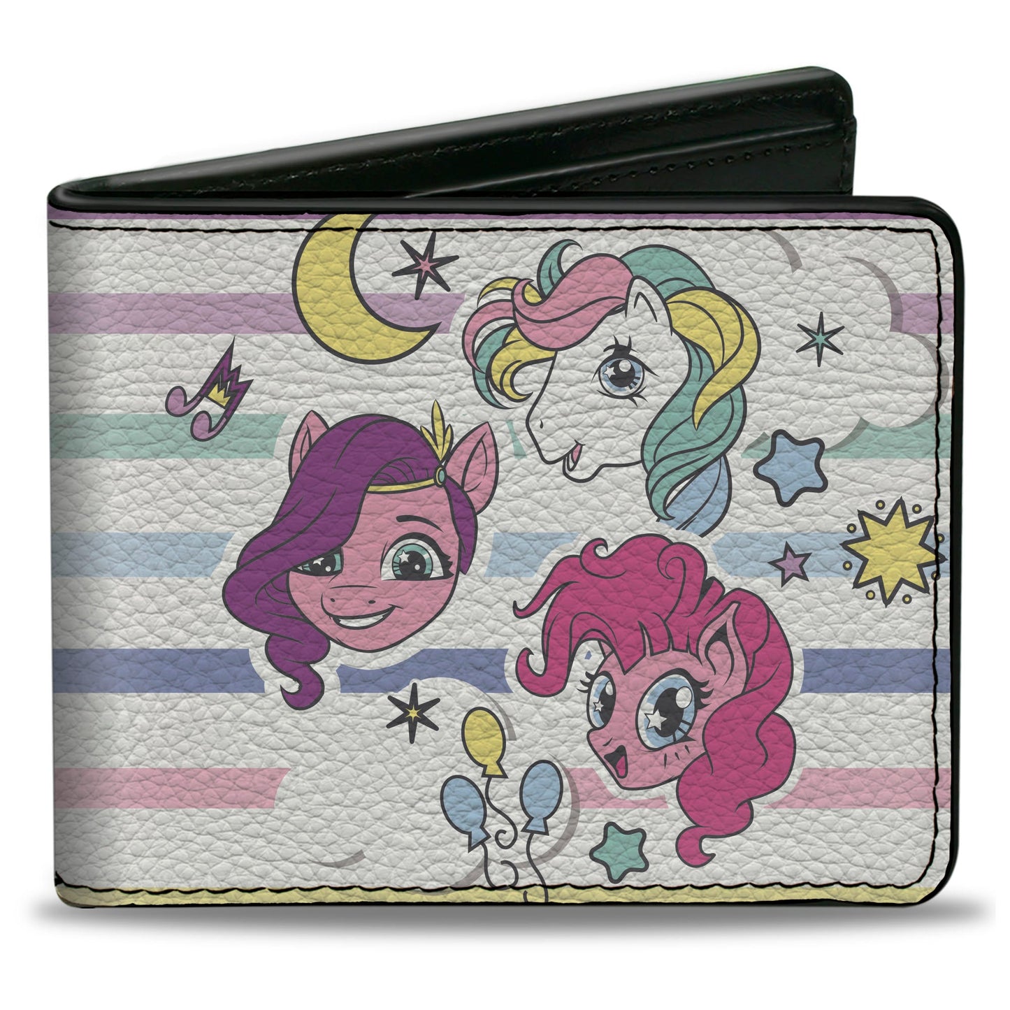 Bi-Fold Wallet - MY LITTLE PONY Three Pony Stripe and Logo White/Multi Color
