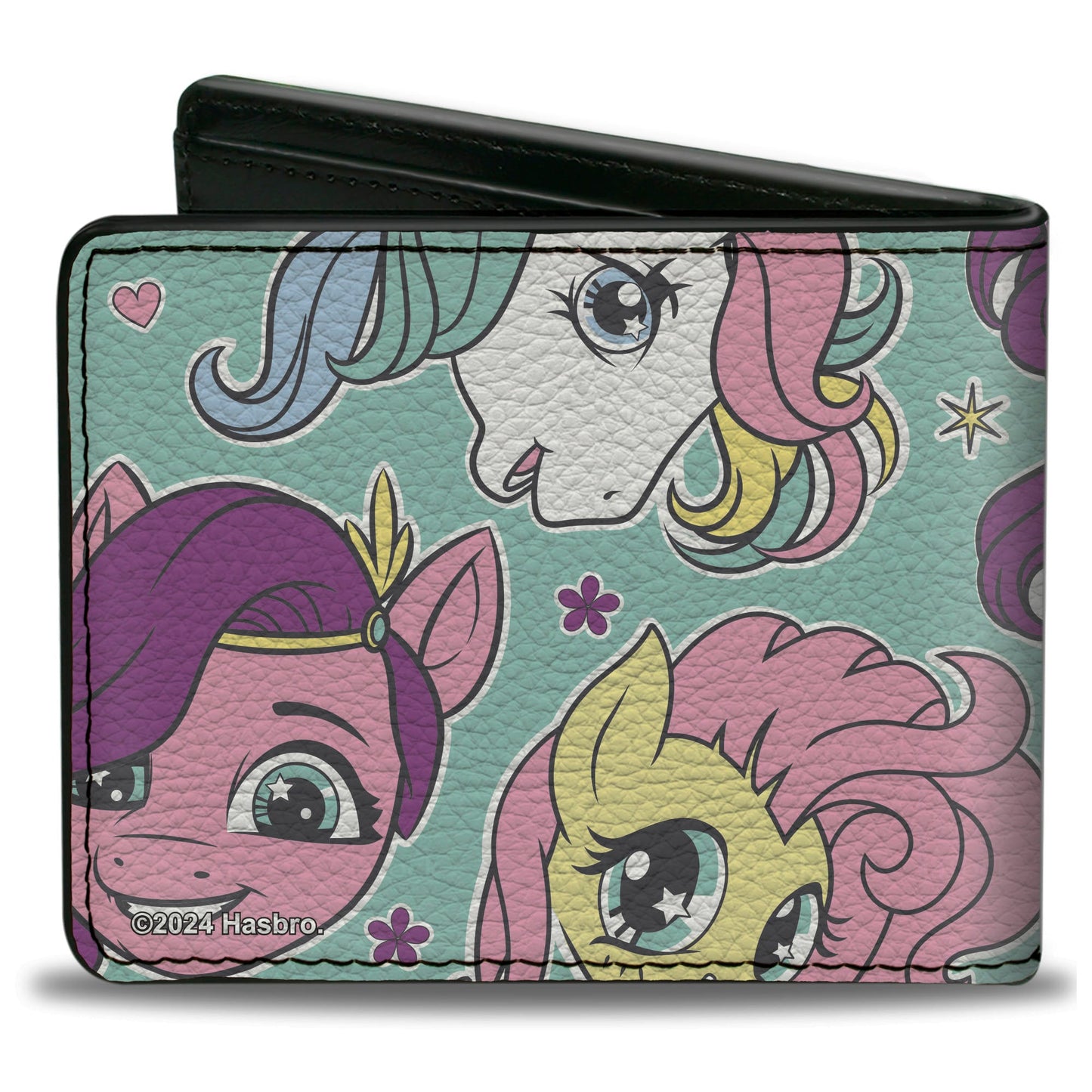 Bi-Fold Wallet - My Little Pony Faces Close-Up and Cutie Marks Scattered Teal