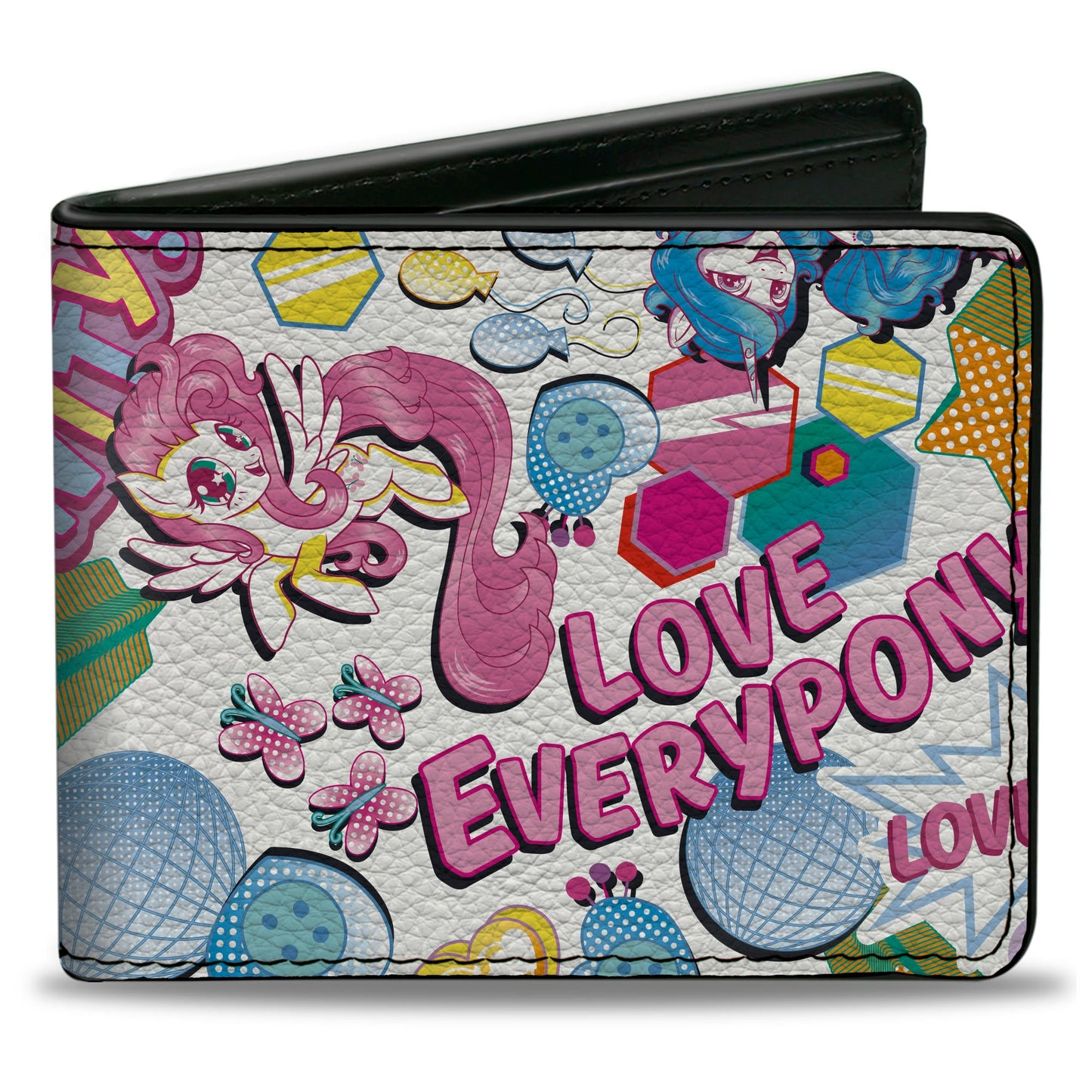 Bi-Fold Wallet - My Little Pony LOVE EVERYPONY Ponies and Icons Collage White/Multi Color