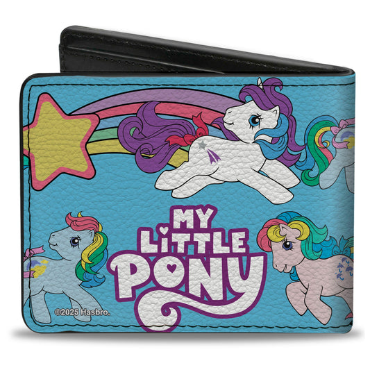 Bi-Fold Wallet - MY LITTLE PONY Three Pony Rainbow Poses and Title Logo Blue/Multi Color