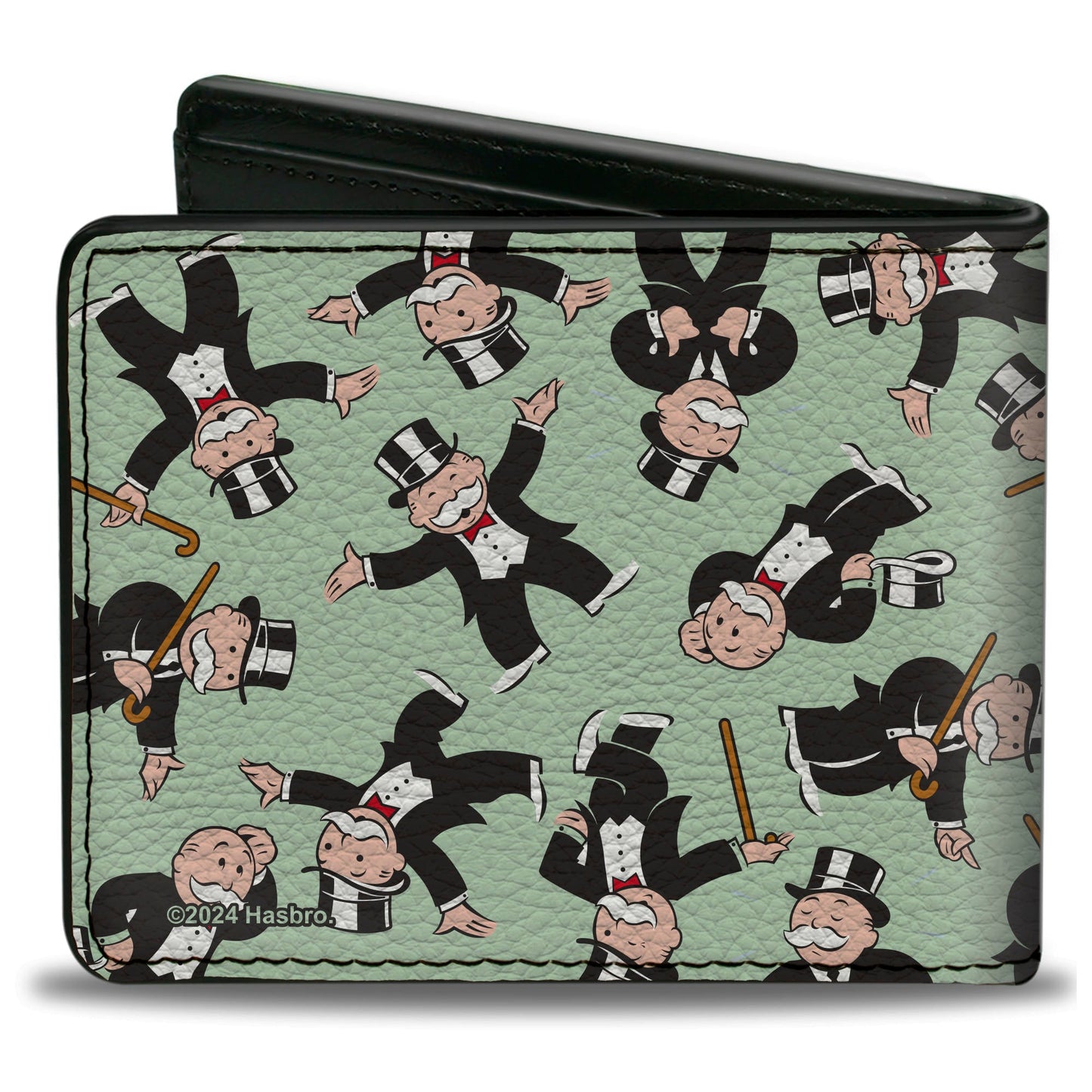 Bi-Fold Wallet - Mr. Monopoly Rich Uncle Pennybags Poses Scattered Green