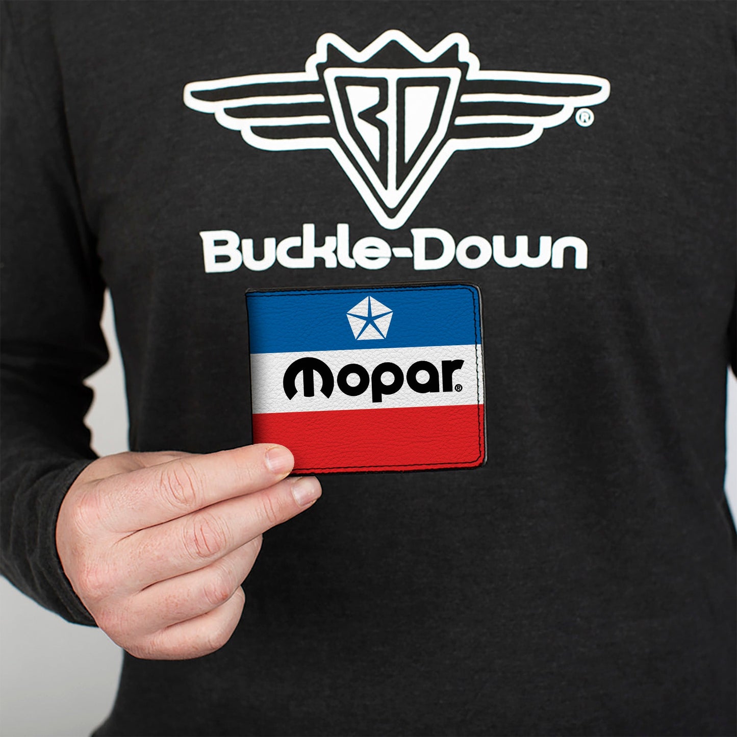 Bi-Fold Wallet - MOPAR Chrysler Logo White Blue Red Black