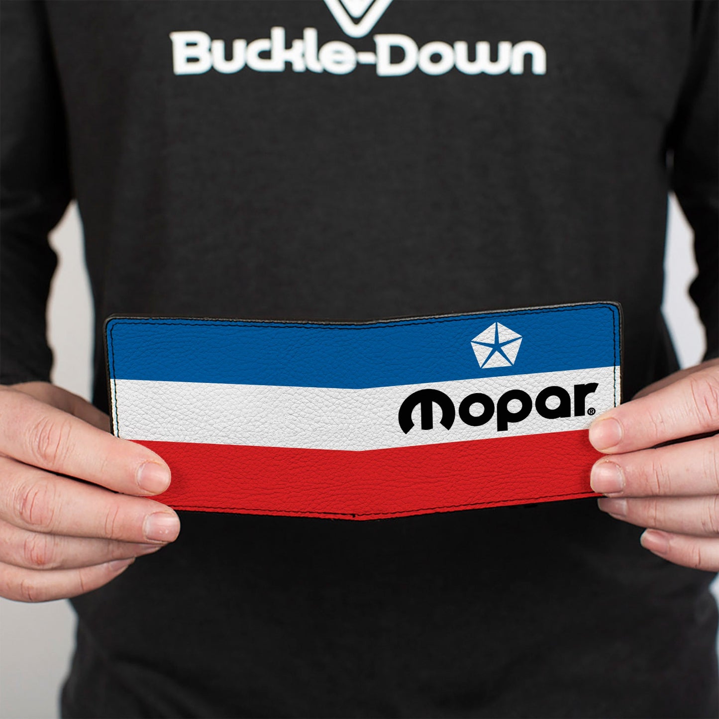 Bi-Fold Wallet - MOPAR Chrysler Logo White Blue Red Black